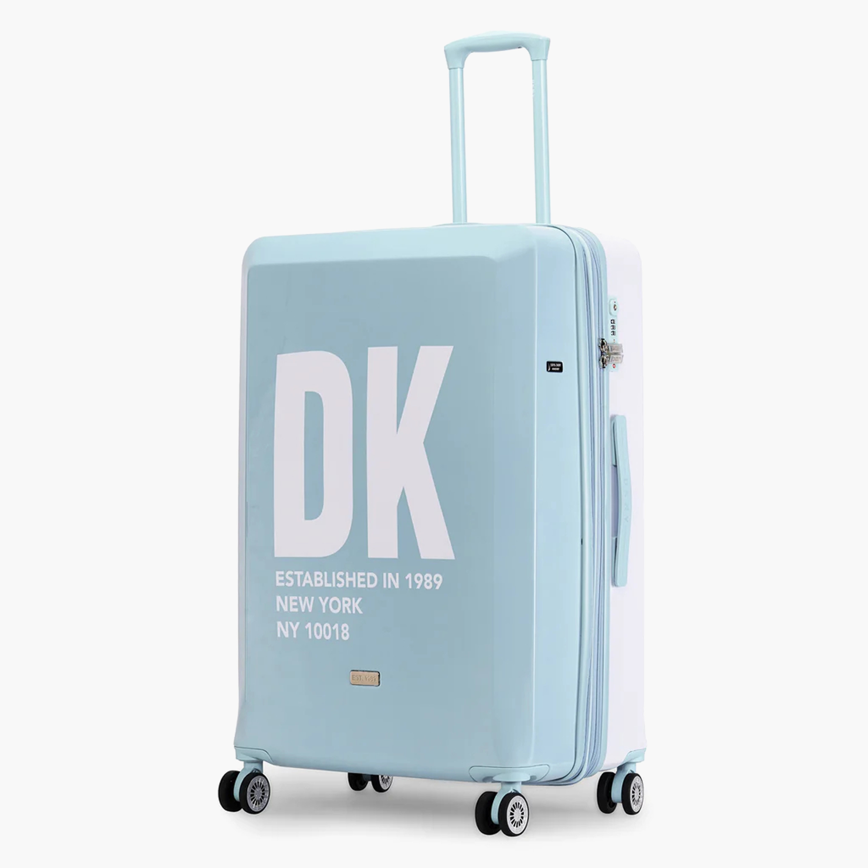 DKNY Logo Print Hardcase Trolley Bag with Retractable Handle - 24 Inches Check-in Bag-travel-luggagesandbags-luggage-image-4