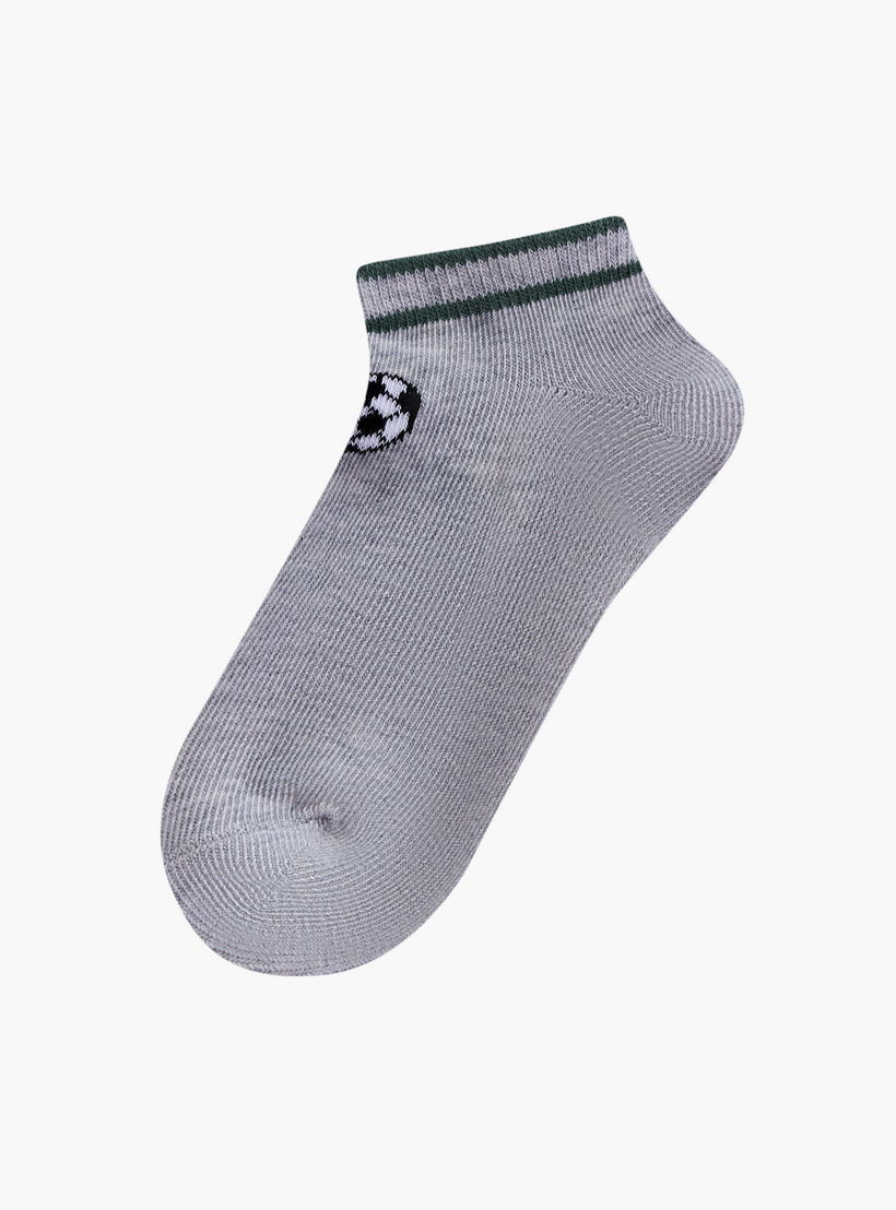 طقم جوارب غير وبرية 5 أزواج بطول الكاحل وطبعات كرة القدم من جونيورز-boys-accessories-socks-image-2