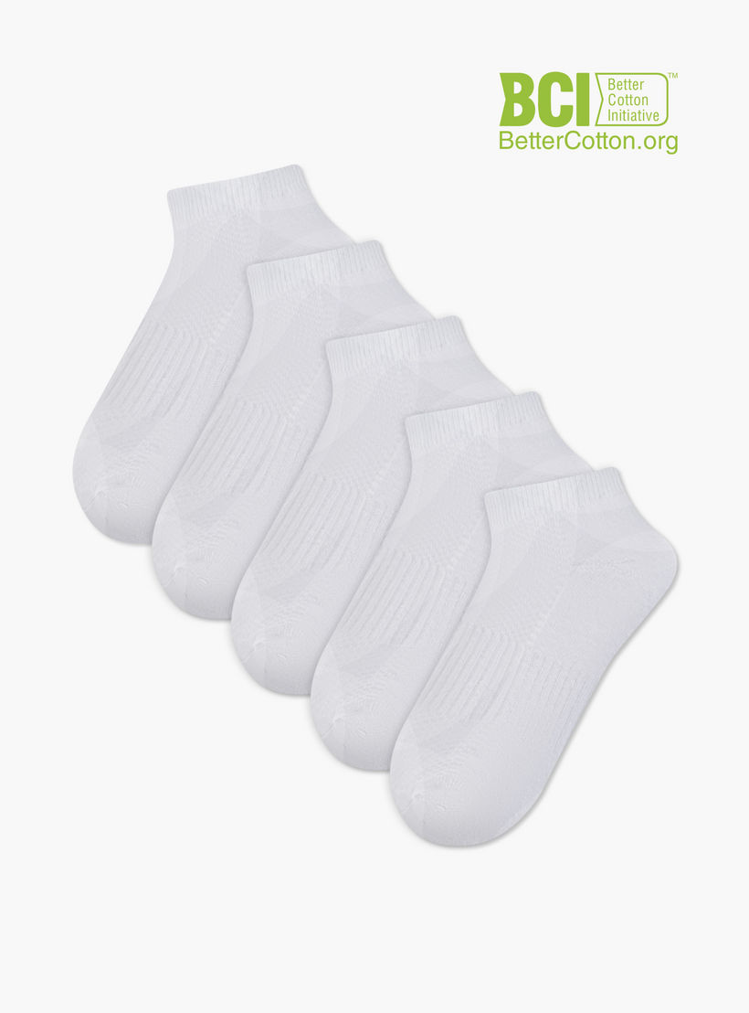 طقم جوارب موسّدة 5 أزواج بارزة الملمس بطول الكاحل من جونيورز-girls-accessories-socks-image-1