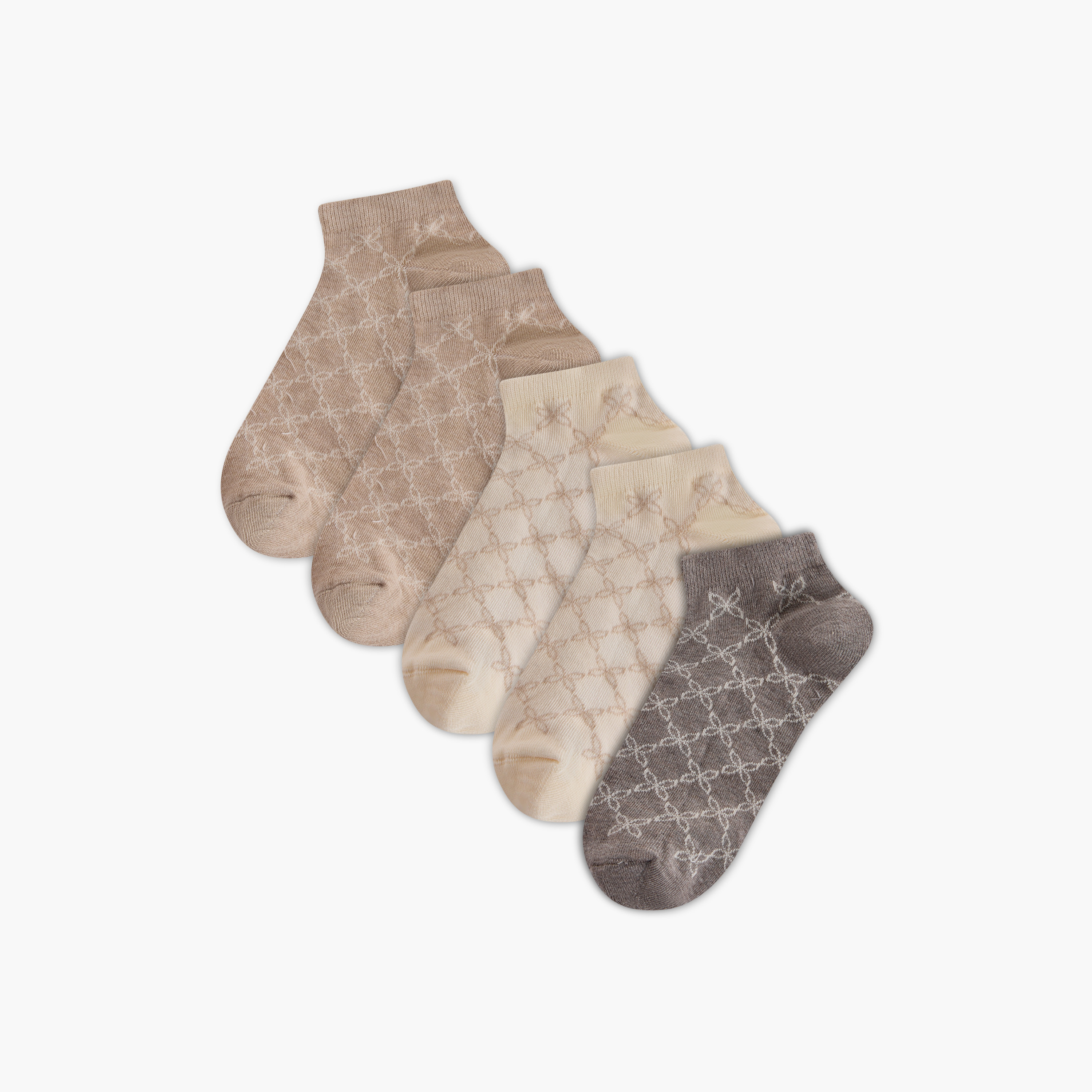 Celeste Printed Ankle Length Socks - Set of 5-women-socksandstockings-image-1