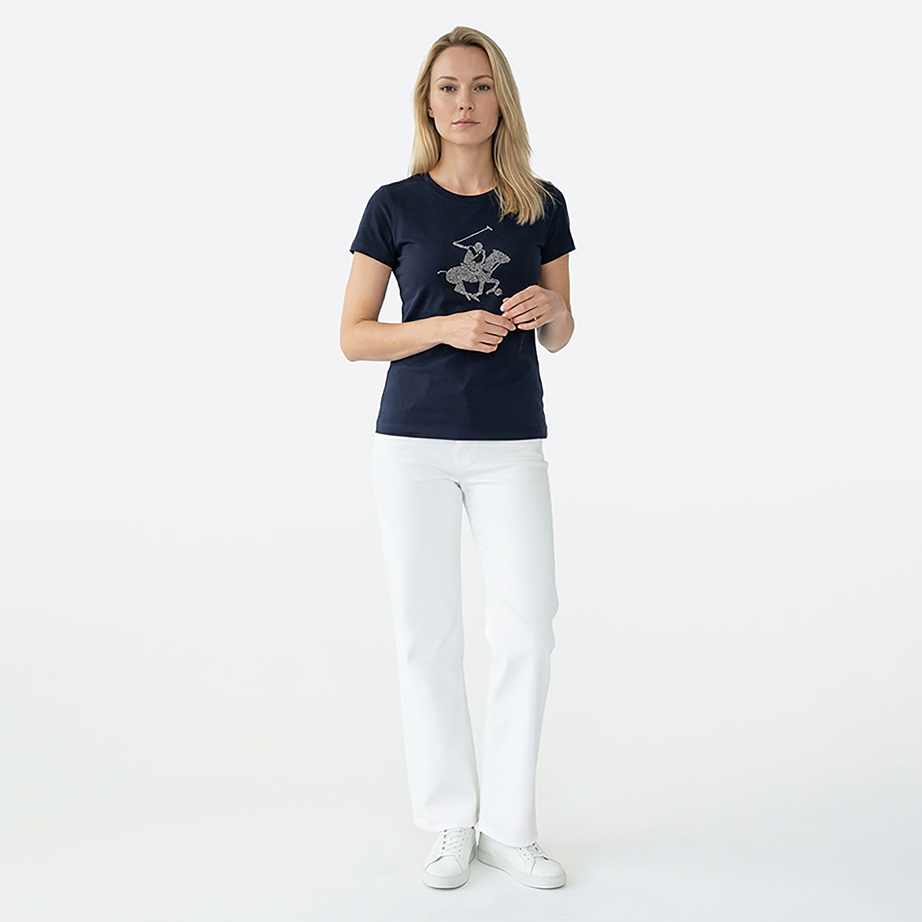 Beverly Hills Polo Club Embellished Logo Crew Neck Short Sleeves Women's T-Shirt-women-clothing-tshirts-image-3