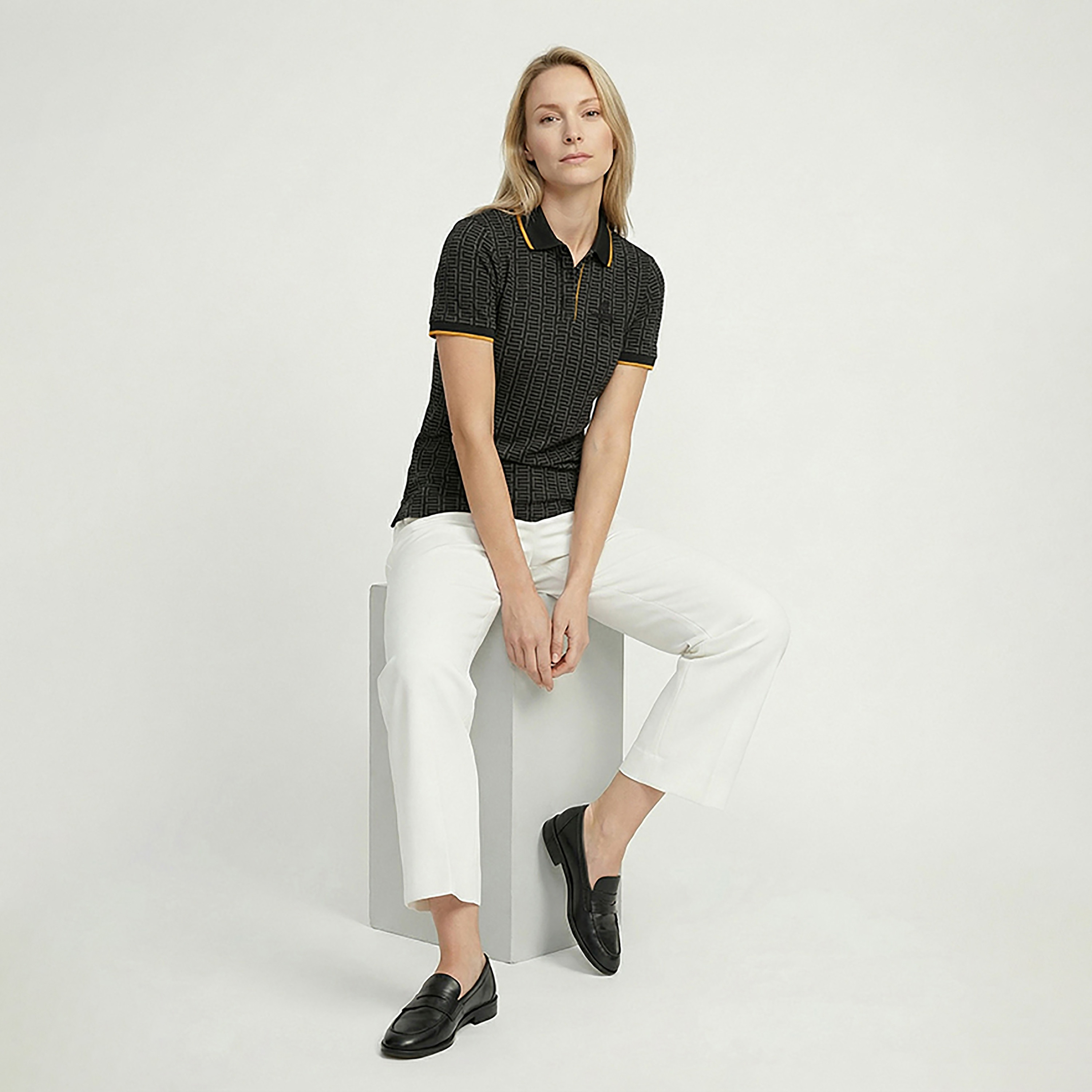 Beverly Hills Polo Club Printed Collared Short Sleeves Women's Polo T-Shirt-women-clothing-tshirts-image-2