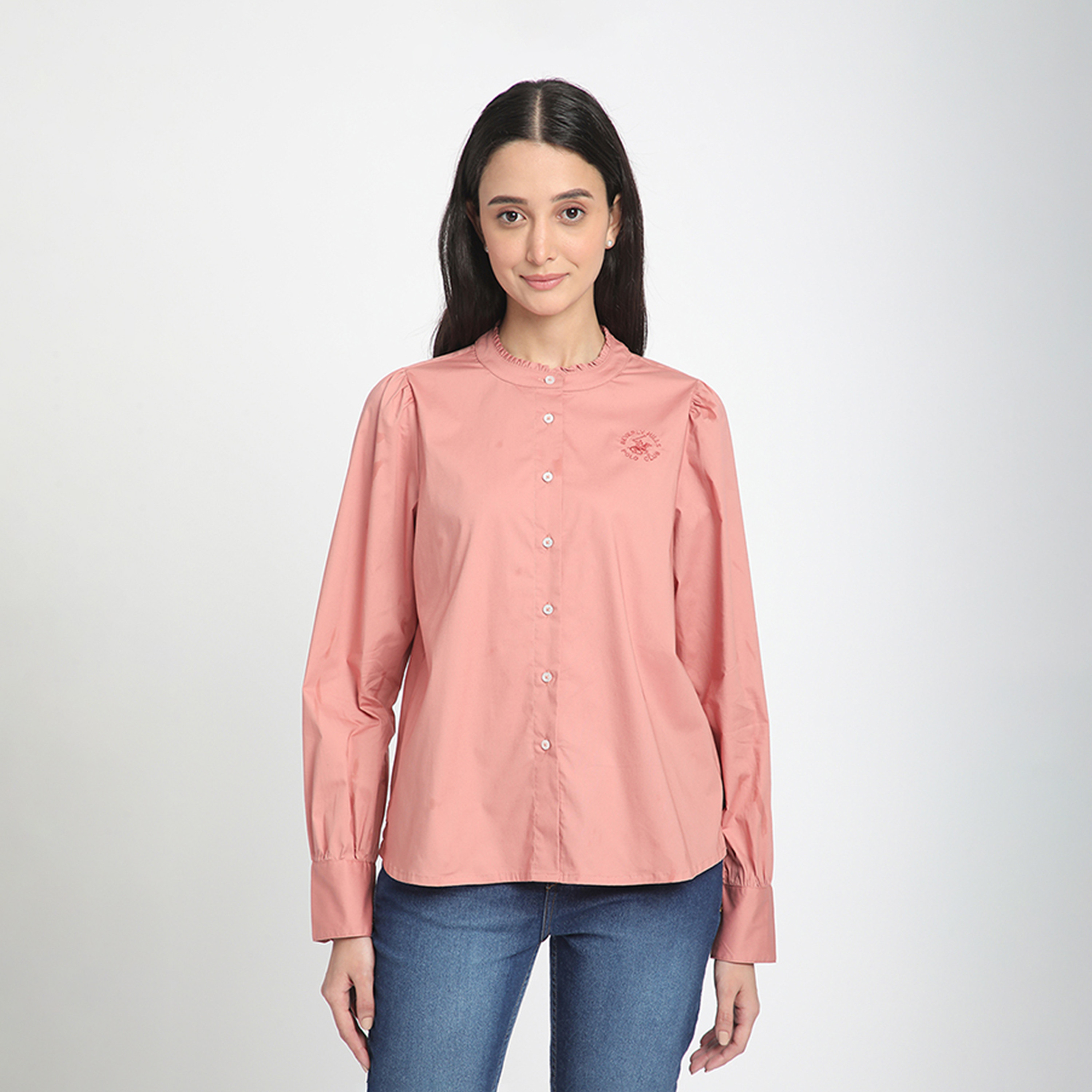 بيفرلي هيلز بولو كلوب-  قميص ماندرين بقصّة عادية وأكمام طويلة-women-clothing-shirtsandblouses-shirts-image-1