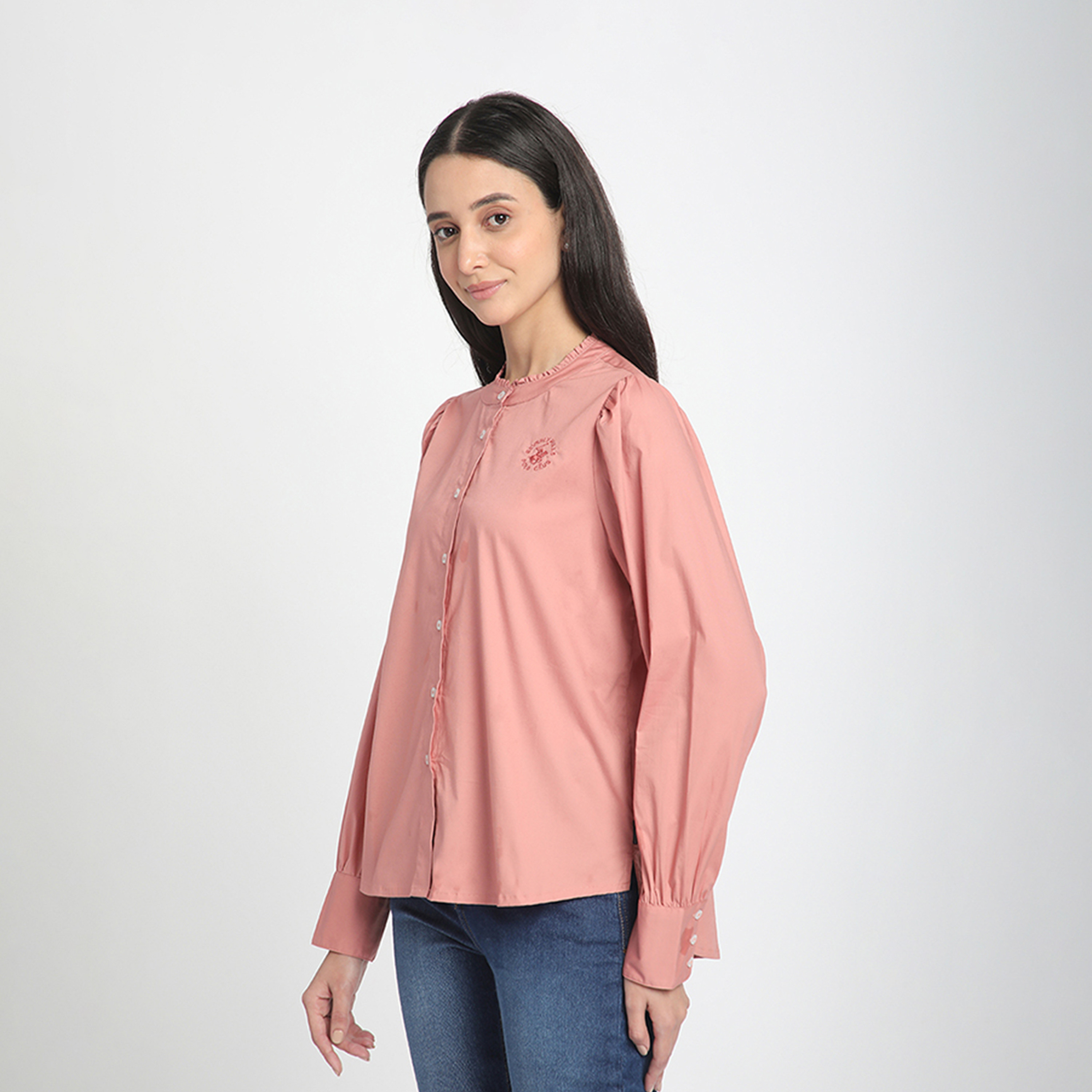 بيفرلي هيلز بولو كلوب-  قميص ماندرين بقصّة عادية وأكمام طويلة-women-clothing-shirtsandblouses-shirts-image-2