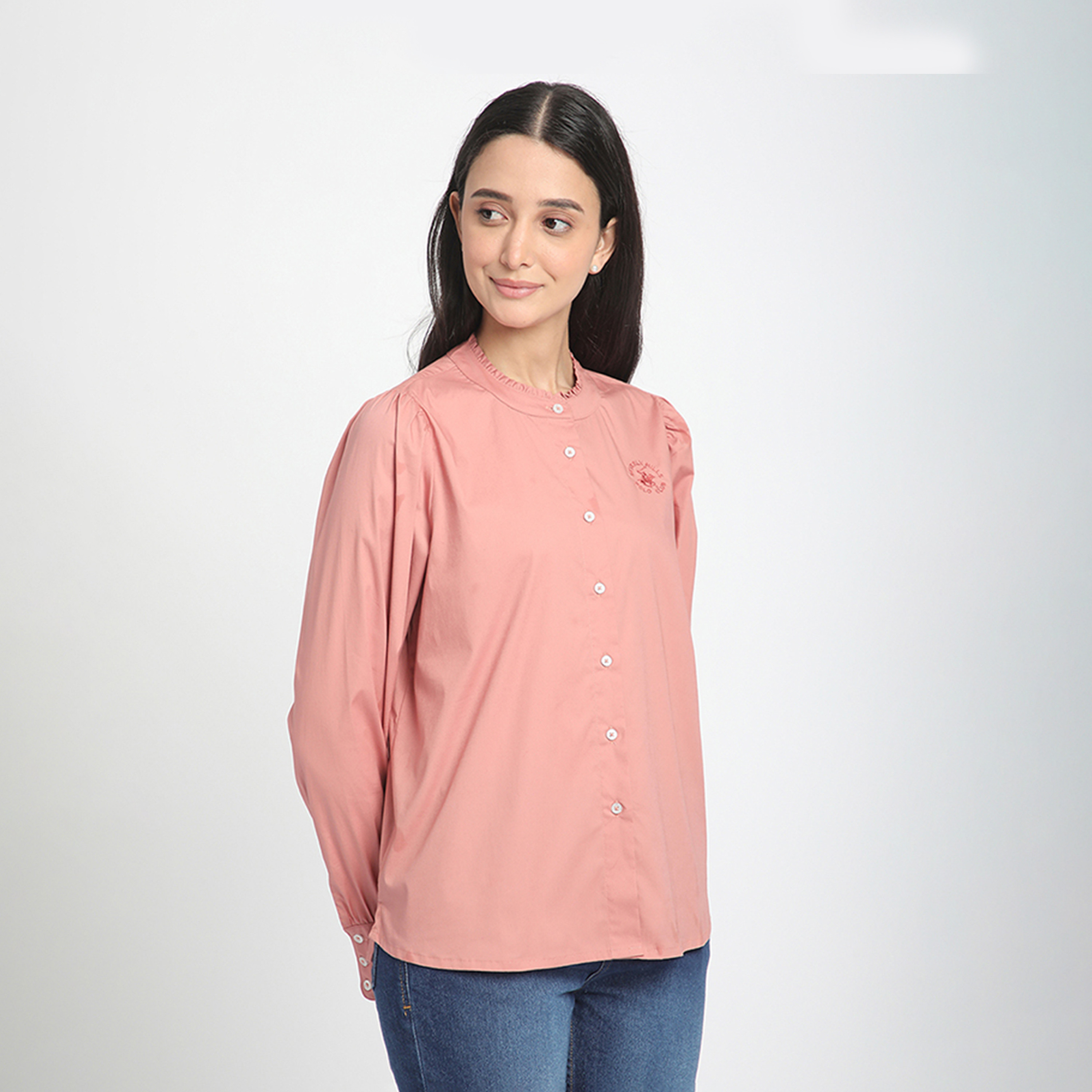 بيفرلي هيلز بولو كلوب-  قميص ماندرين بقصّة عادية وأكمام طويلة-women-clothing-shirtsandblouses-shirts-image-3
