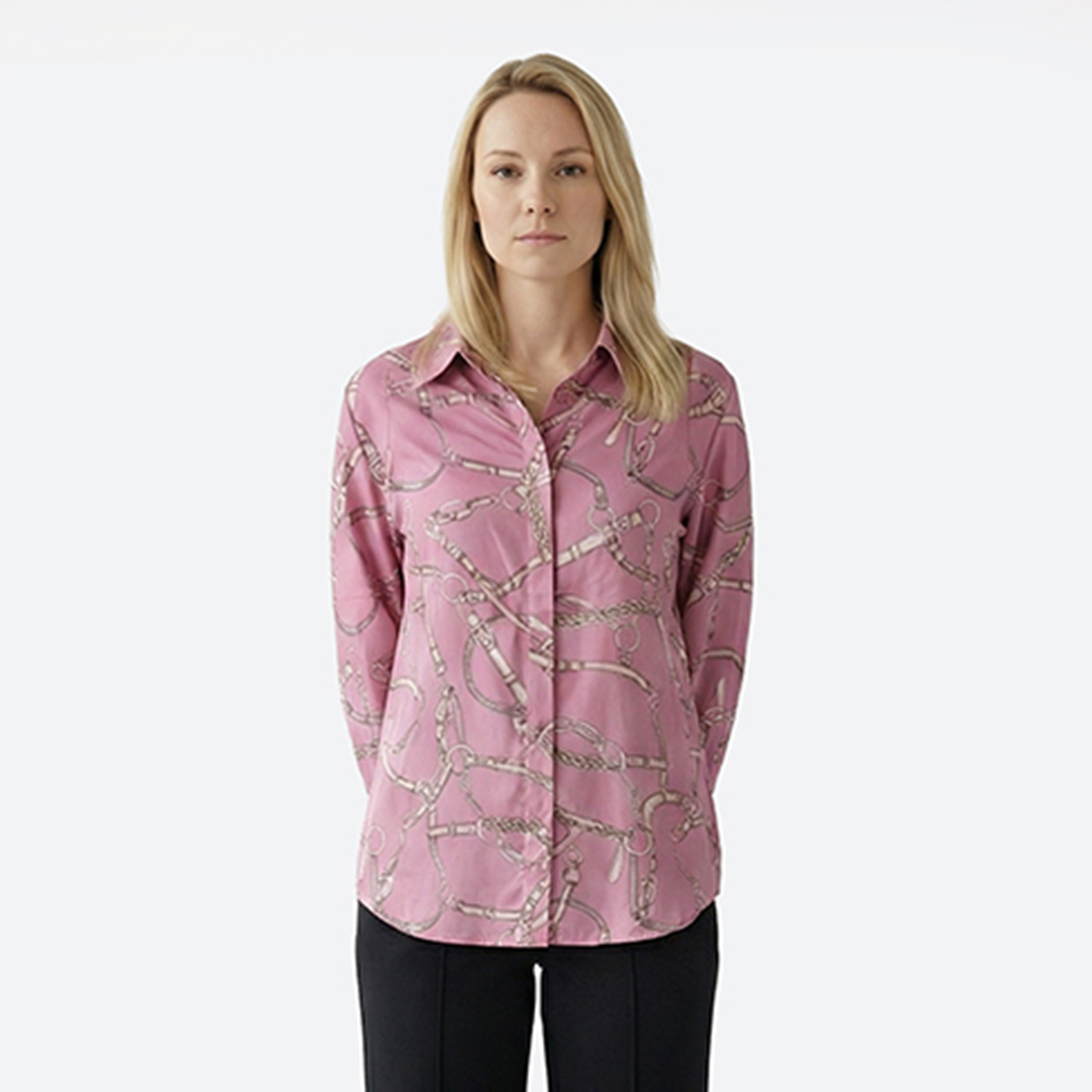 قميص نسائي مطبوع بقصة عادية بأكمام طويلة وياقة من بيفرلي هيلز بولو كلوب-women-clothing-shirtsandblouses-shirts-image-1