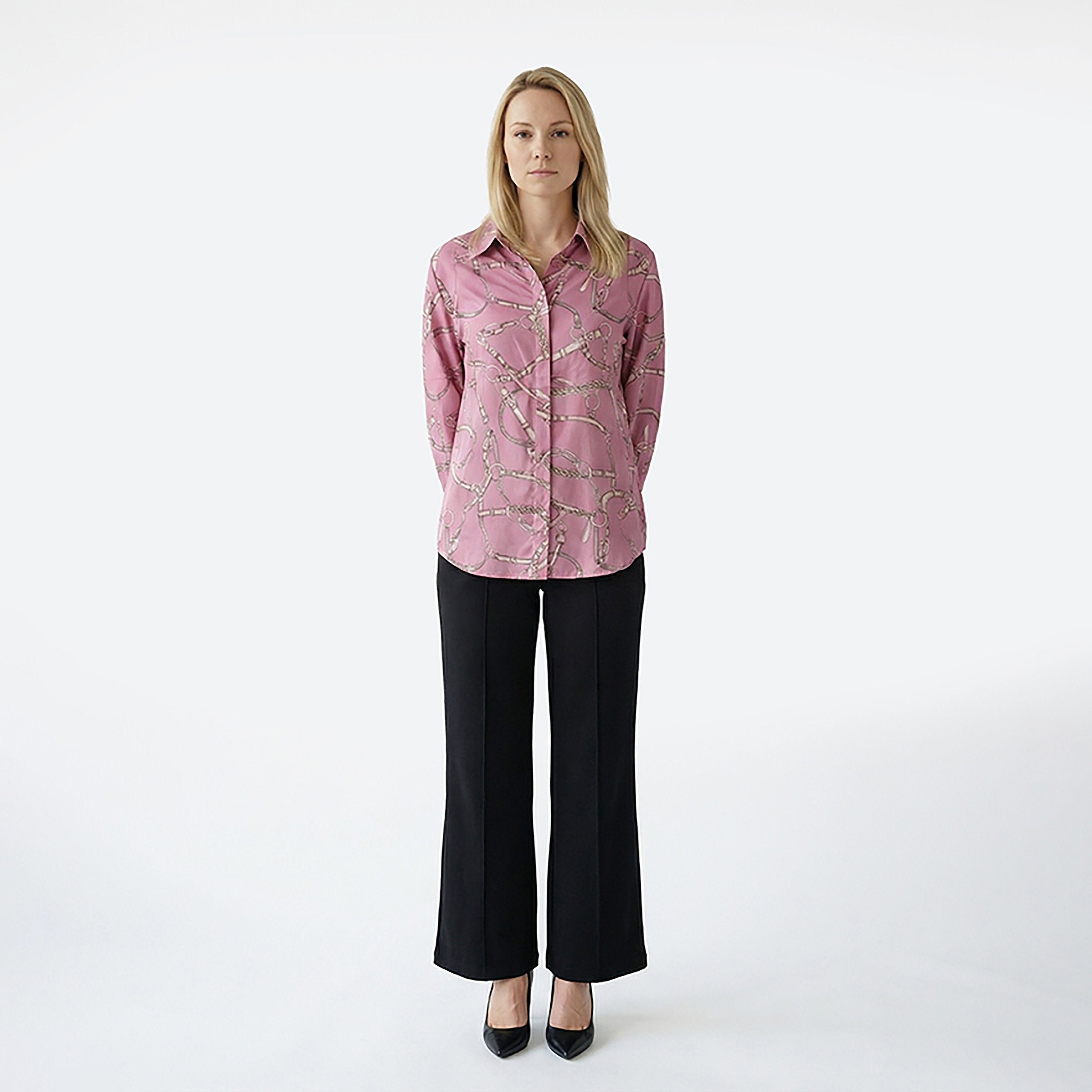 قميص نسائي مطبوع بقصة عادية بأكمام طويلة وياقة من بيفرلي هيلز بولو كلوب-women-clothing-shirtsandblouses-shirts-image-2