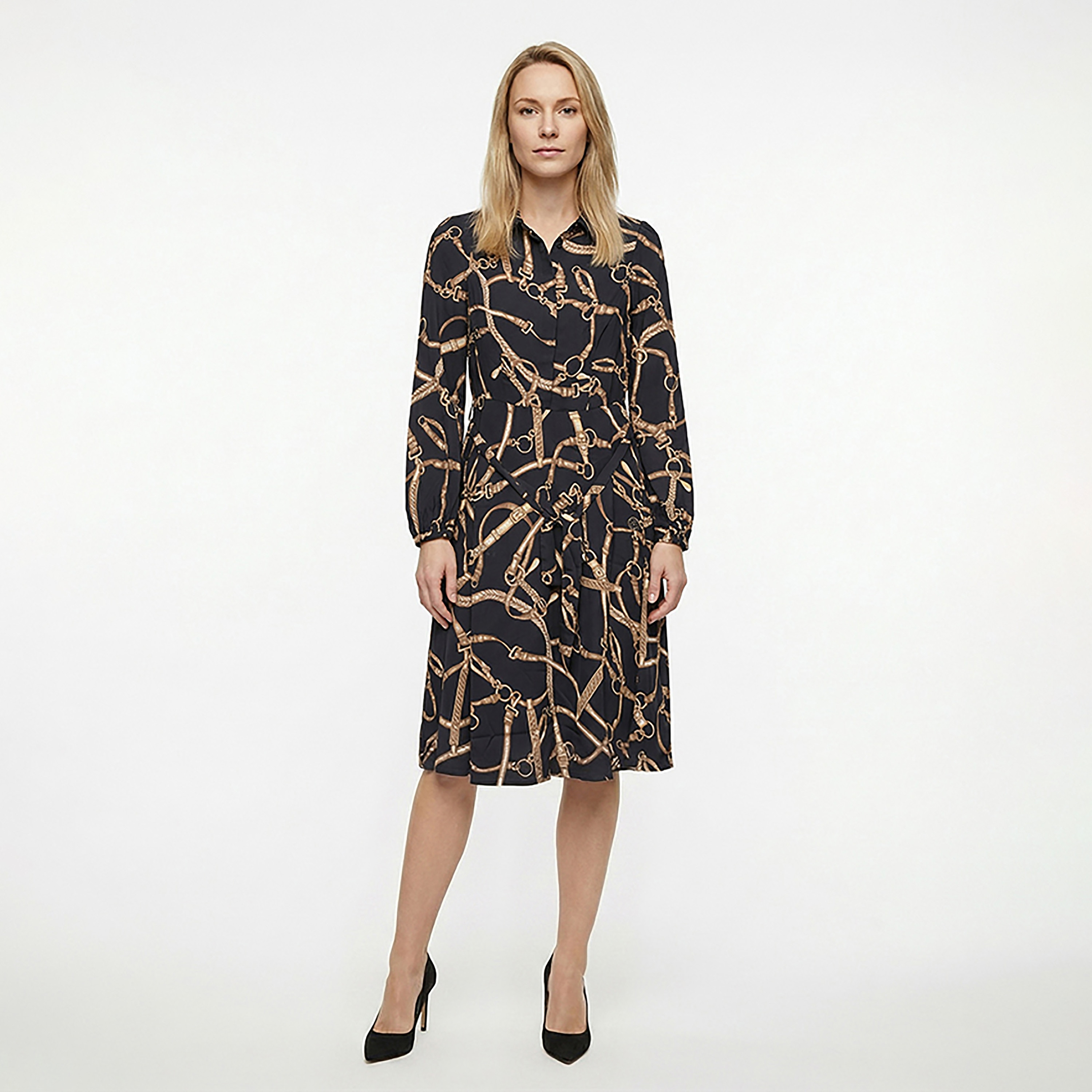 فستان قميص ميدي نسائي مطبوع مع حزام من بيفرلي هيلز بولو كلوب-women-clothing-dresses-image-1