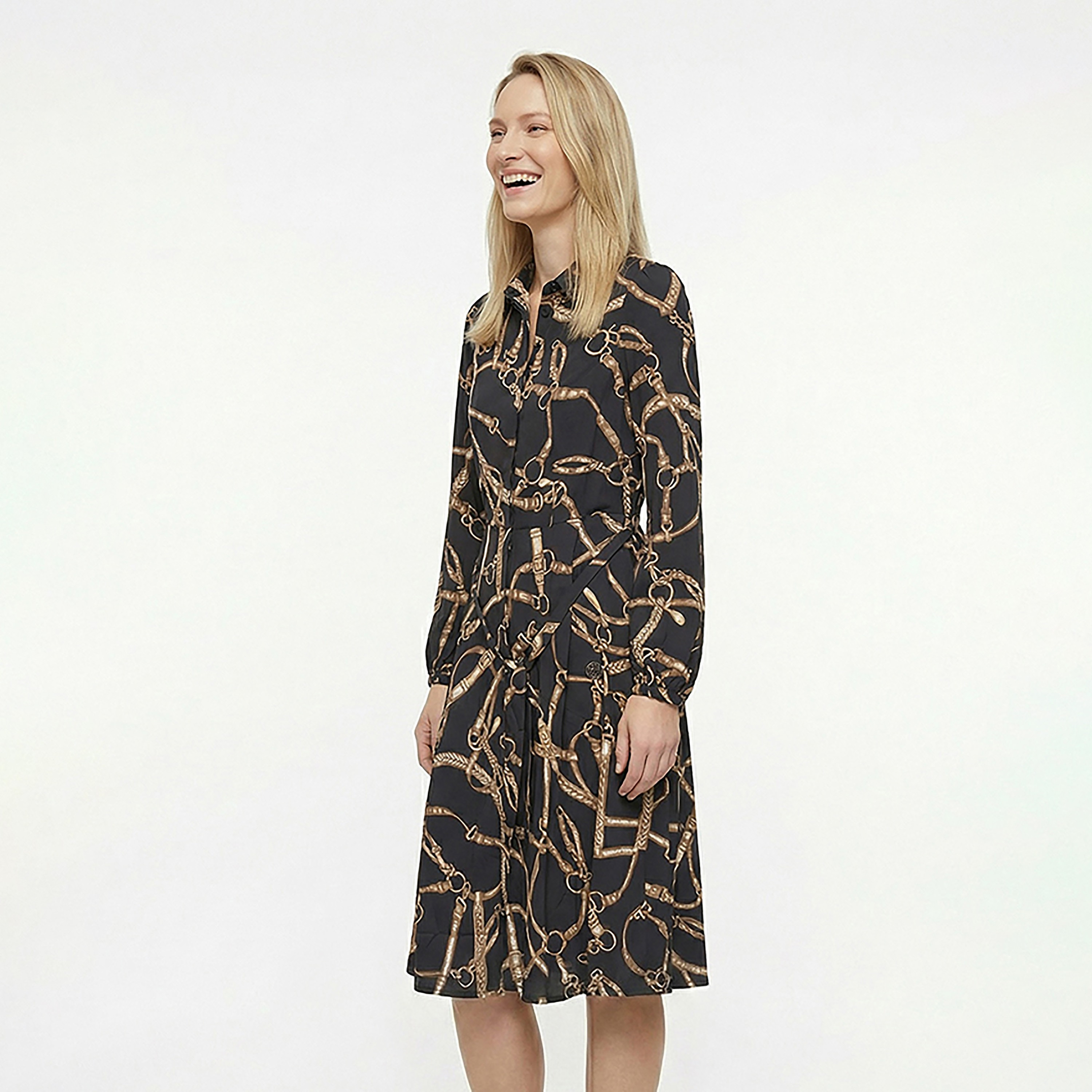 فستان قميص ميدي نسائي مطبوع مع حزام من بيفرلي هيلز بولو كلوب-women-clothing-dresses-image-3