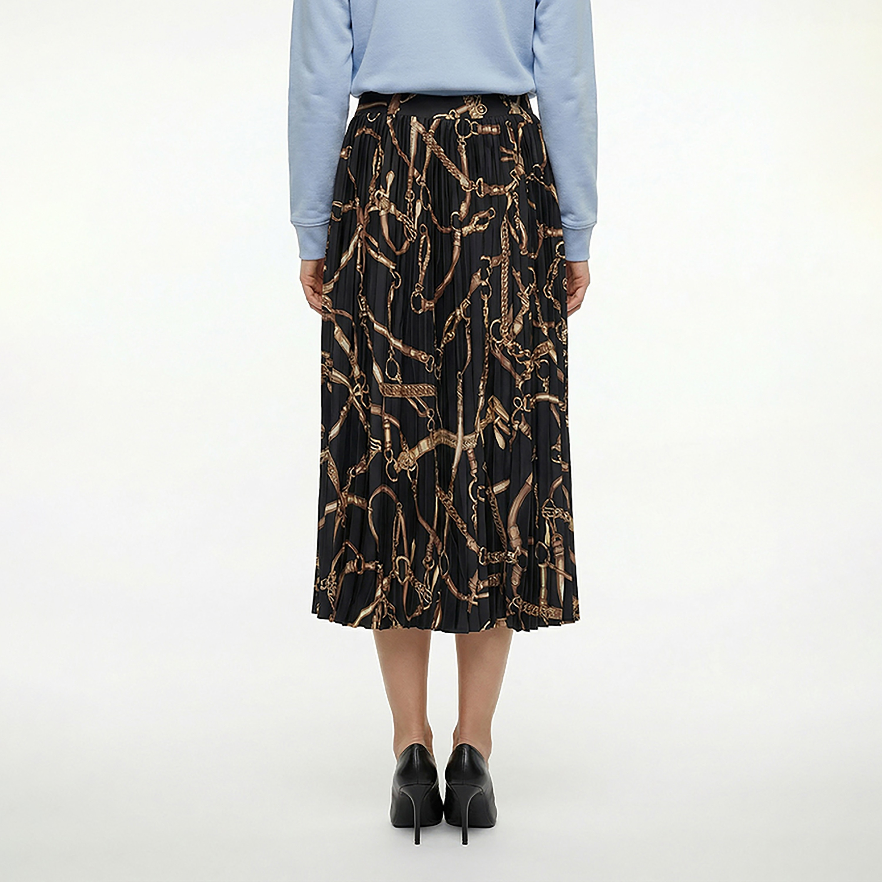 Beverly Hills Polo Club Printed Mid Rise Pleated Women's A-Line Midi Skirt-women-clothing-bottoms-skirts-image-4