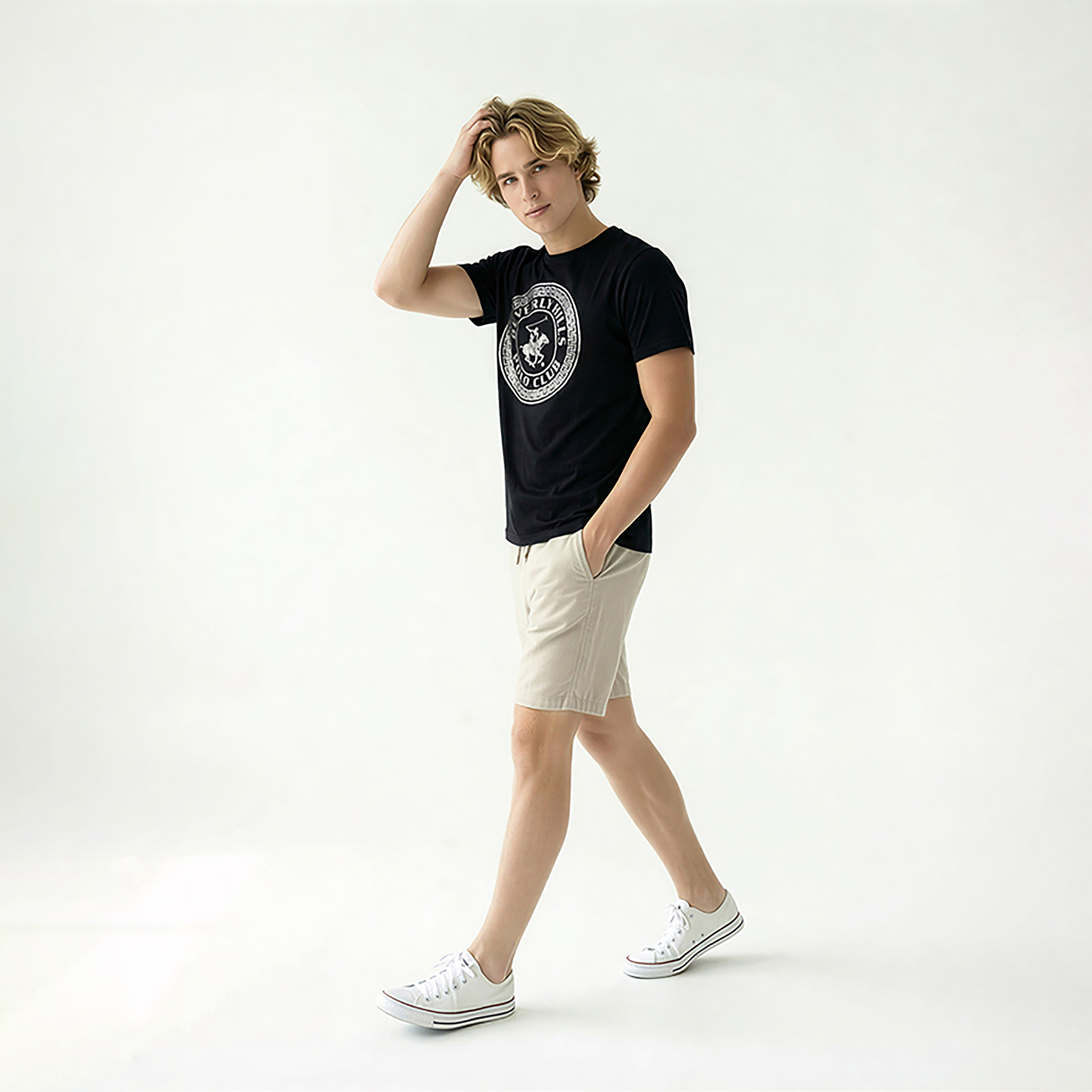 تيشيرت رجالي مطبوع بالشعار بياقة مستديرة وأكمام قصيرة من بيفرلي هيلز بولو كلوب-men-clothing-tshirtsandpolos-tshirts-image-7