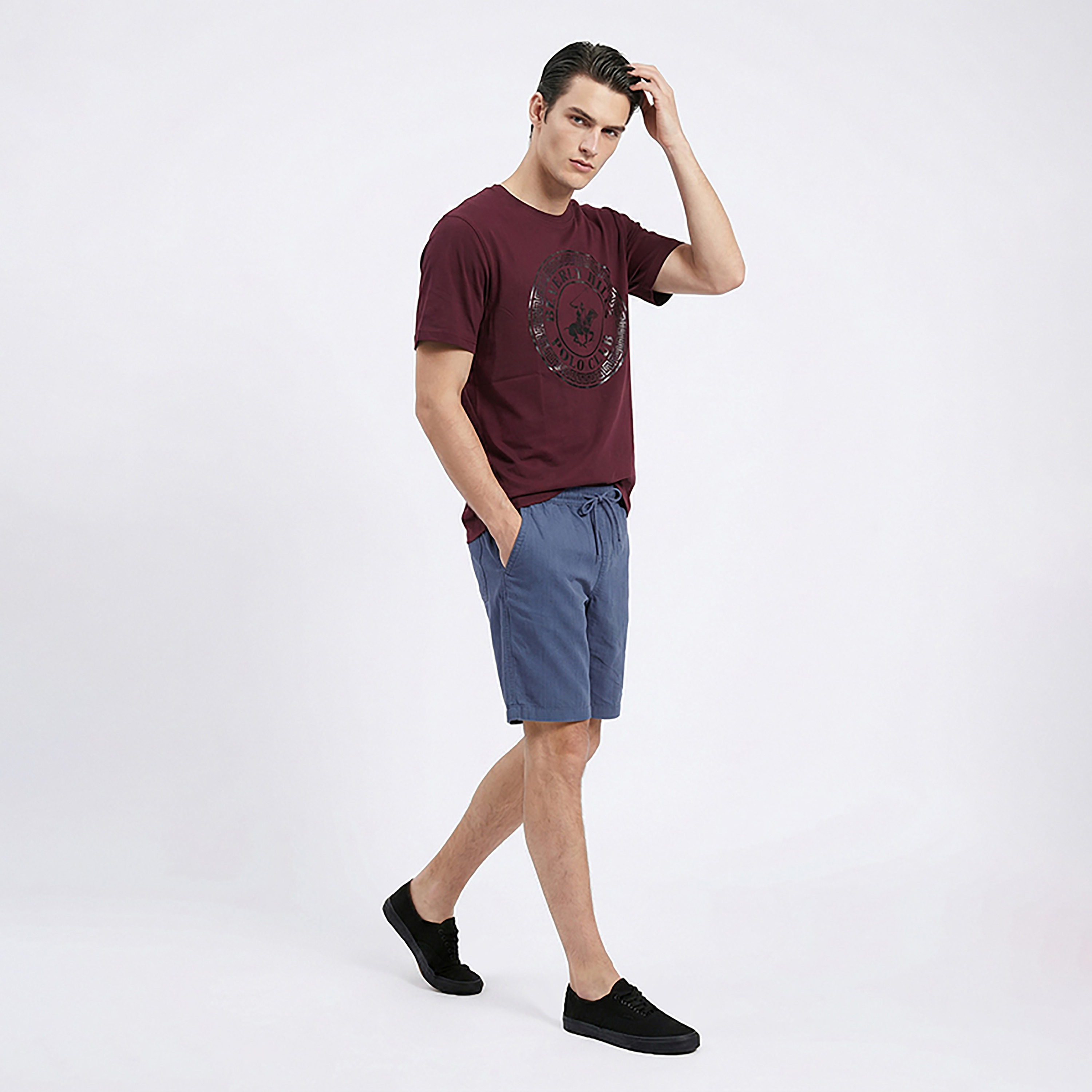 تيشيرت رجالي مطبوع بالشعار بياقة مستديرة وأكمام قصيرة من بيفرلي هيلز بولو كلوب-men-clothing-tshirtsandpolos-tshirts-image-3
