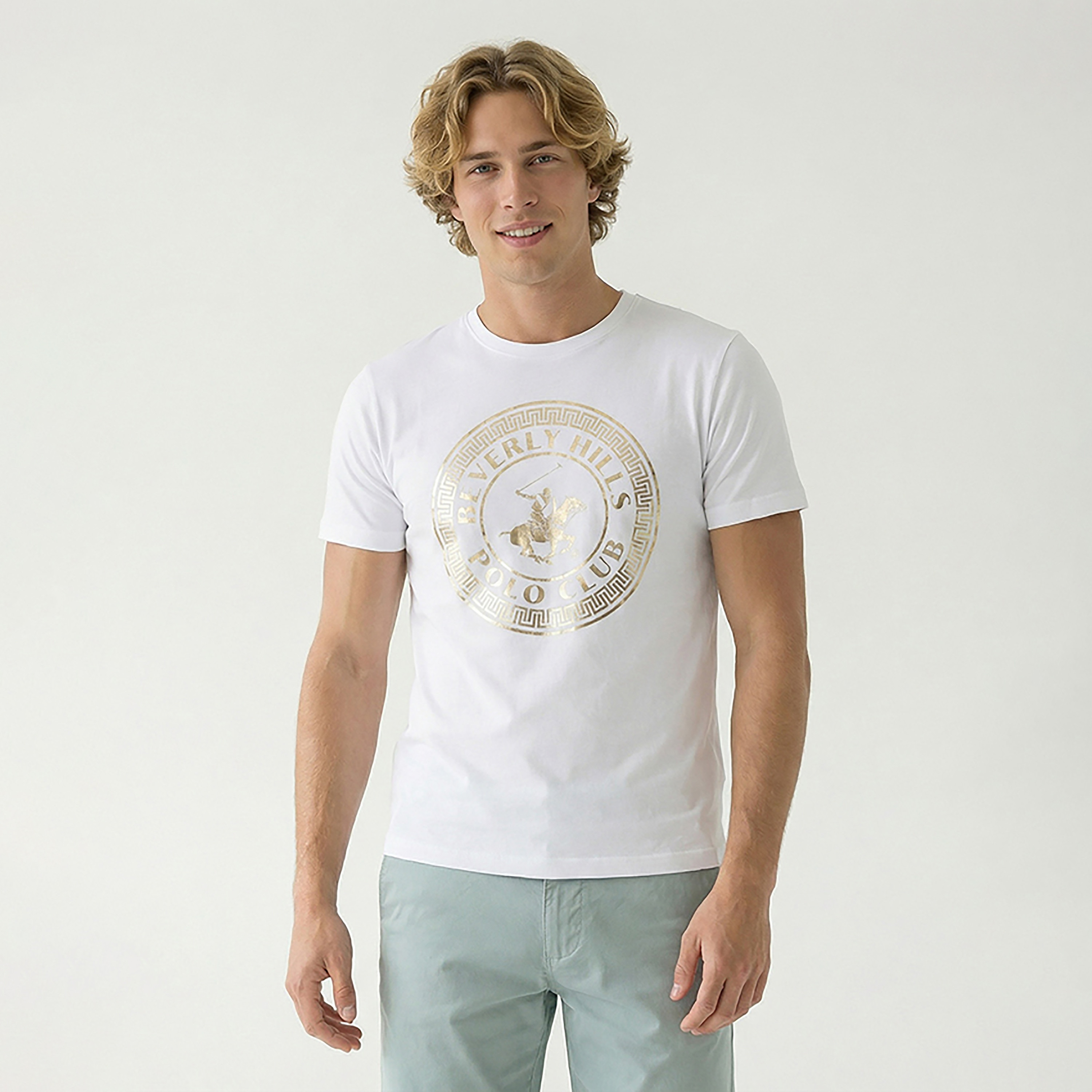 تيشيرت رجالي مطبوع بالشعار بياقة مستديرة وأكمام قصيرة من بيفرلي هيلز بولو كلوب-men-clothing-tshirtsandpolos-tshirts-image-9