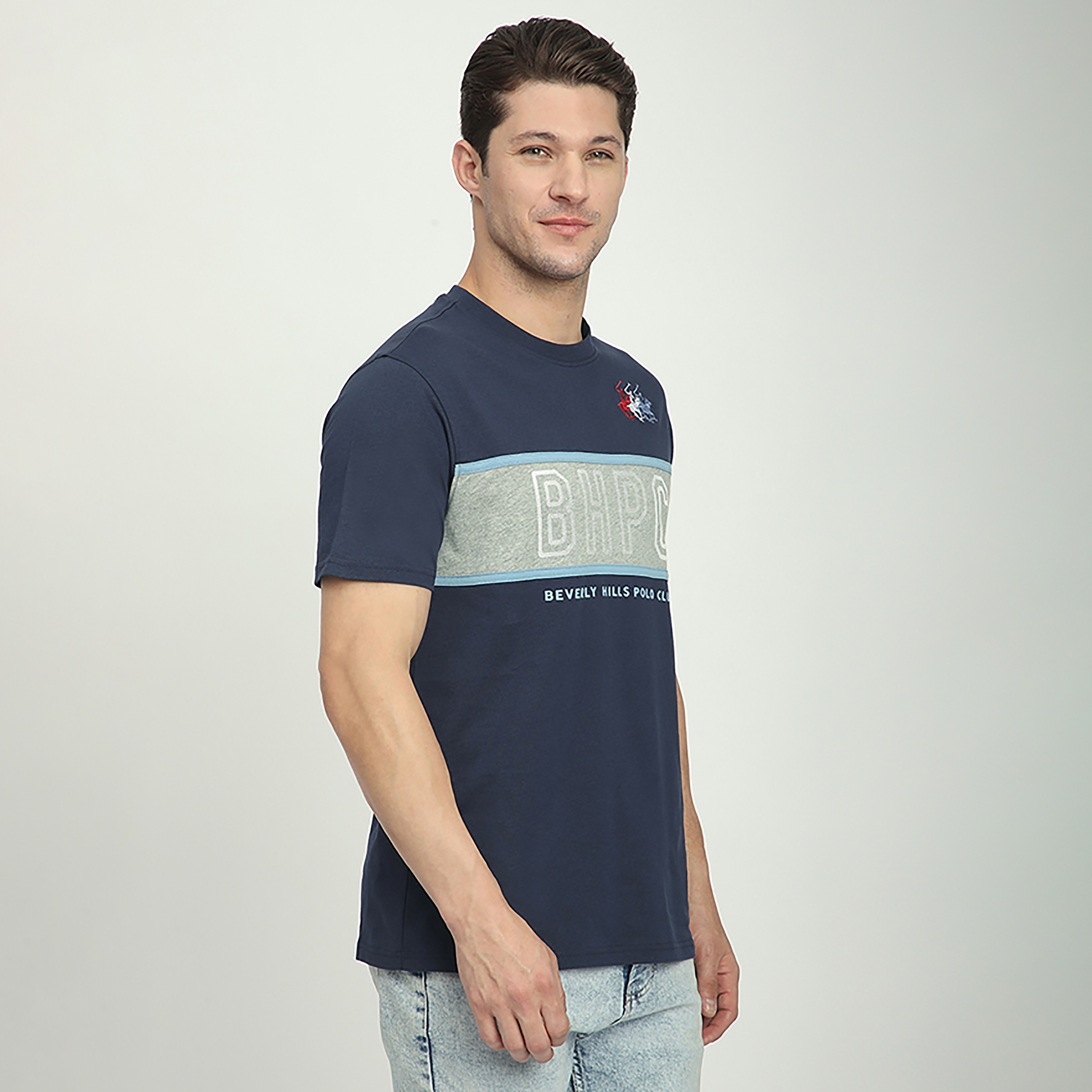 تي شيرت رجالي بأكمام قصيرة ورقبة دائرية من قطع وخياطة من بيفرلي هيلز بولو كلوب-men-clothing-tshirtsandpolos-tshirts-image-3