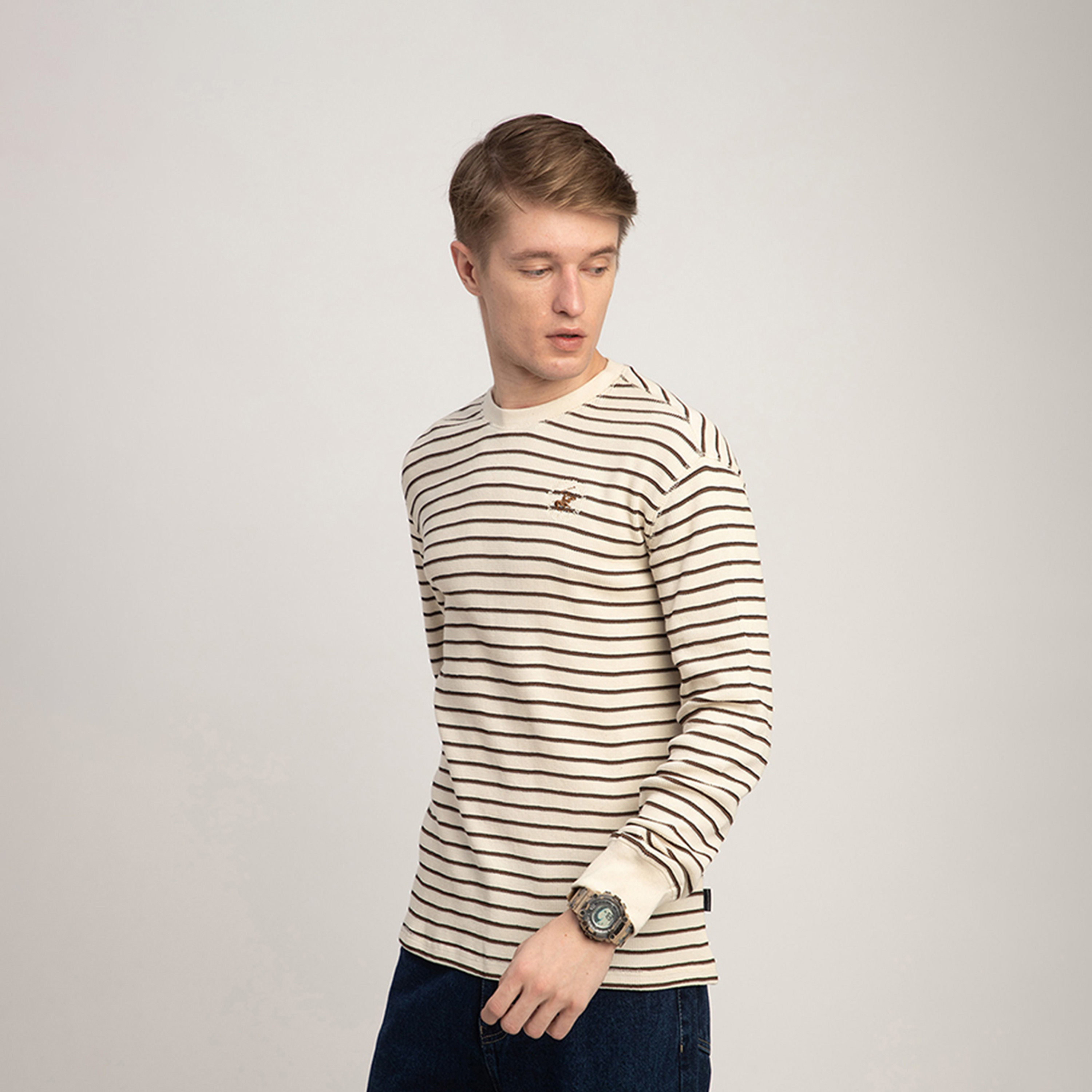 بيفرلي هيلز بولو كلوب-  تي شيرت مخطط بياقة مستديرة وأكمام طويلة-men-clothing-tshirtsandpolos-tshirts-image-2