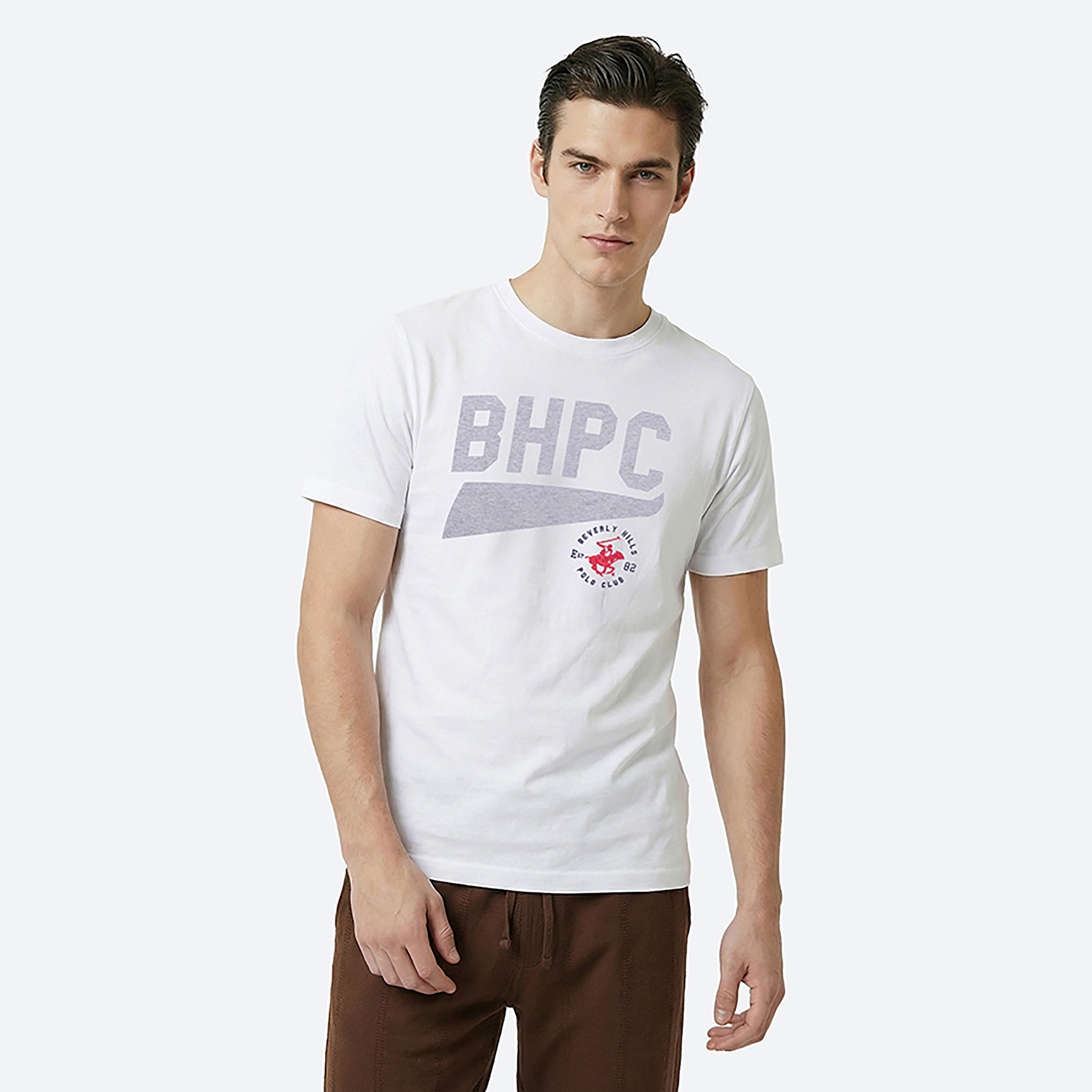 تيشيرت رجالي مطبوع بالشعار بياقة مستديرة وأكمام قصيرة من بيفرلي هيلز بولو كلوب-men-clothing-tshirtsandpolos-tshirts-image-5