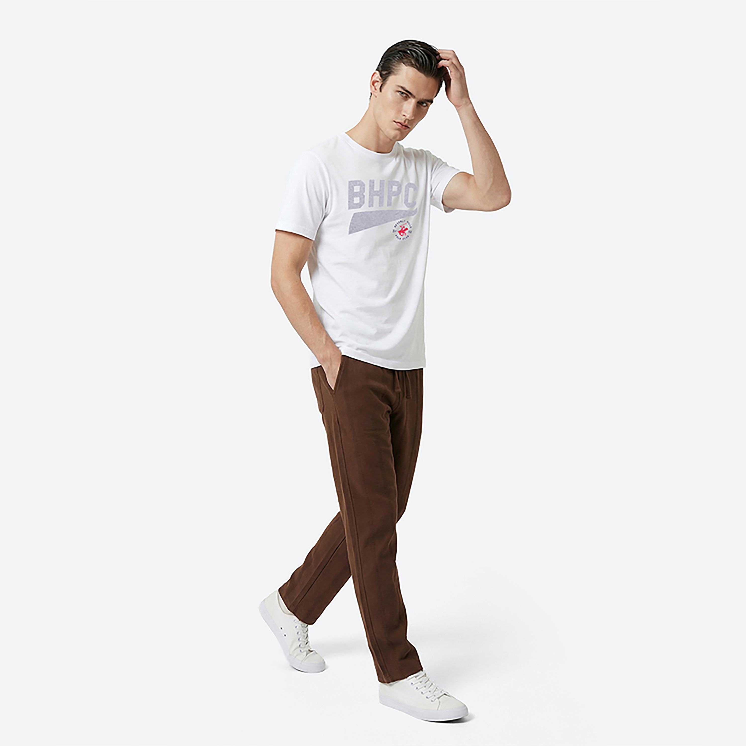 تيشيرت رجالي مطبوع بالشعار بياقة مستديرة وأكمام قصيرة من بيفرلي هيلز بولو كلوب-men-clothing-tshirtsandpolos-tshirts-image-7