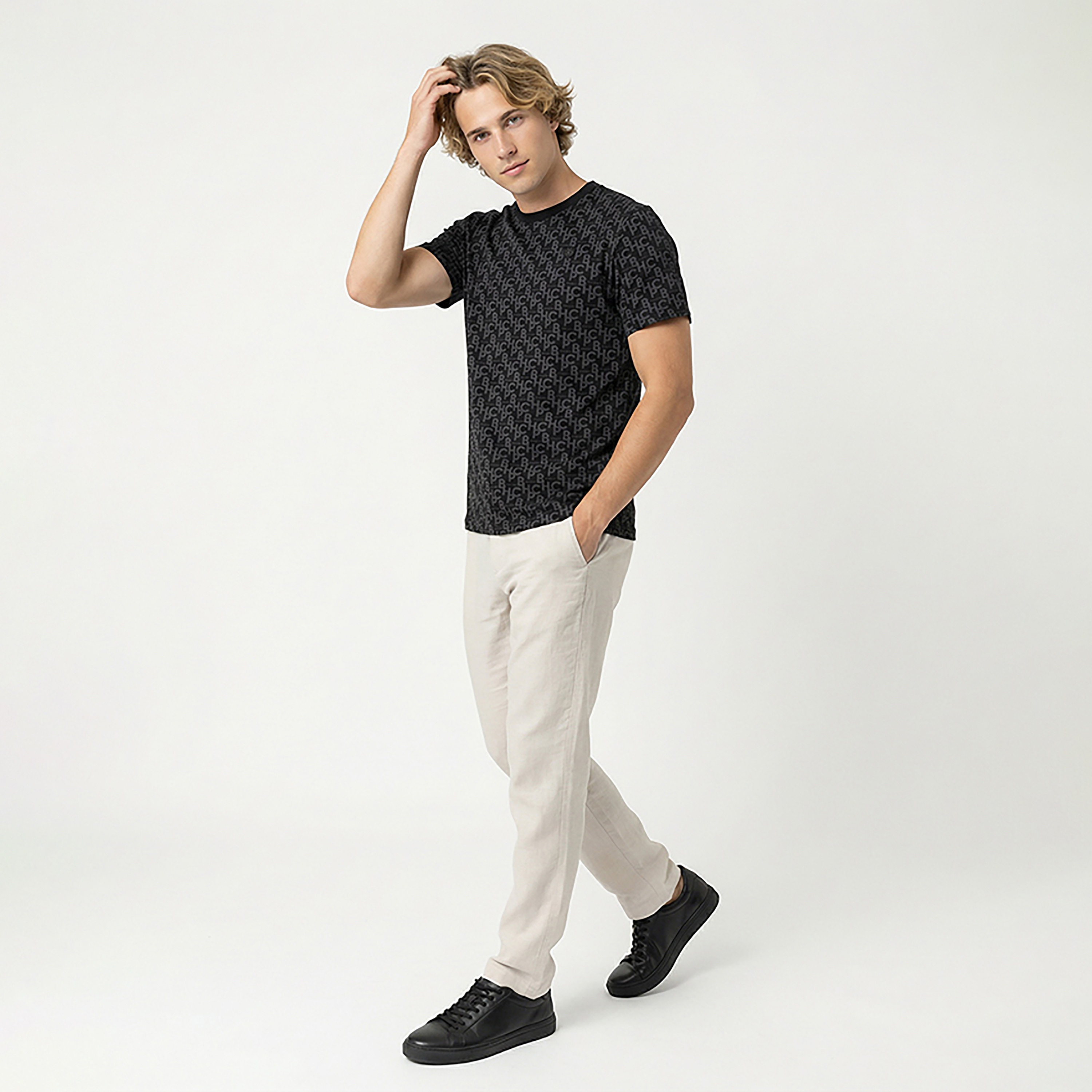 Beverly Hills Polo Club All Over Logo Printed Crew Neck Short Sleeves Men's T-Shirt-men-clothing-tshirtsandpolos-tshirts-image-3
