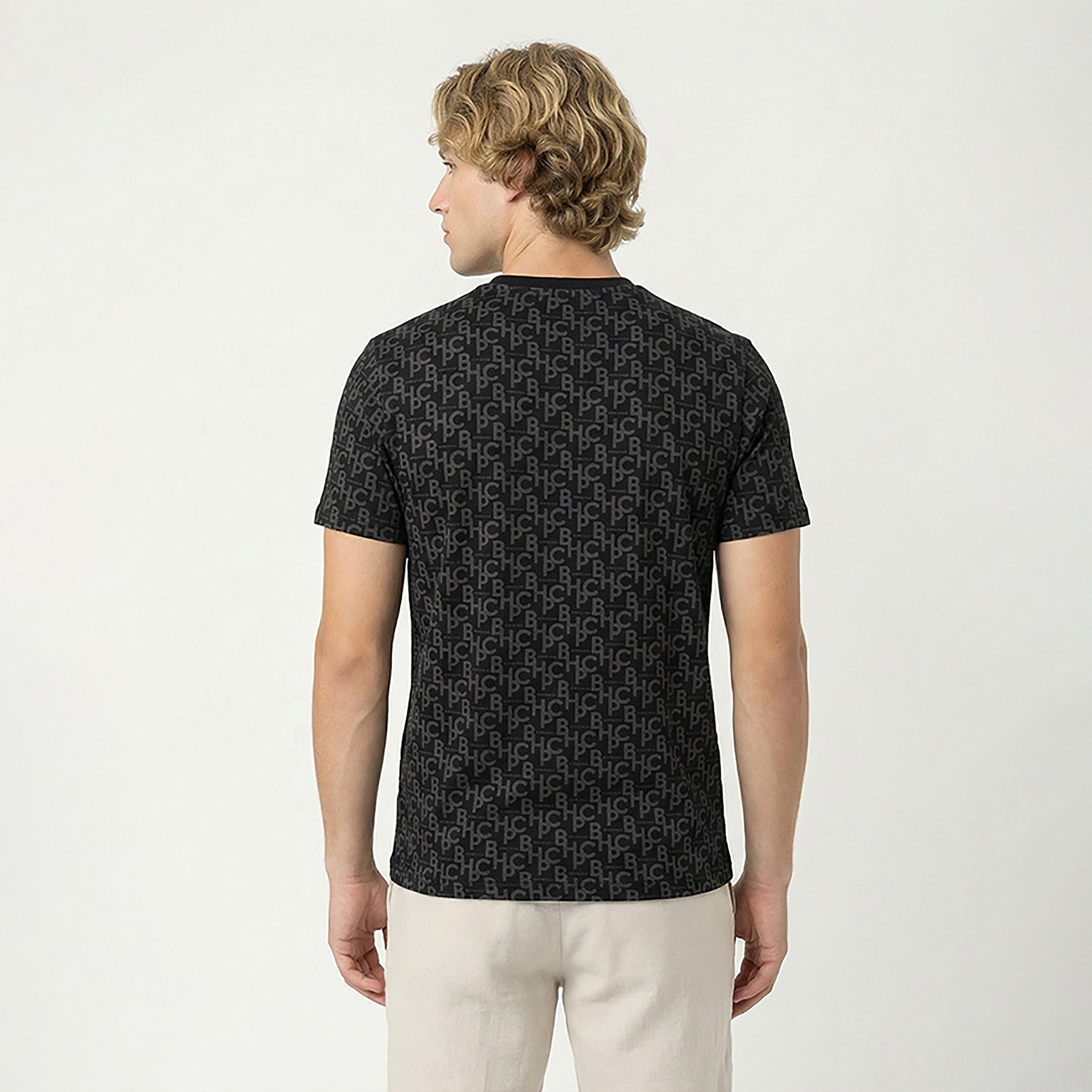 Beverly Hills Polo Club All Over Logo Printed Crew Neck Short Sleeves Men's T-Shirt-men-clothing-tshirtsandpolos-tshirts-image-4