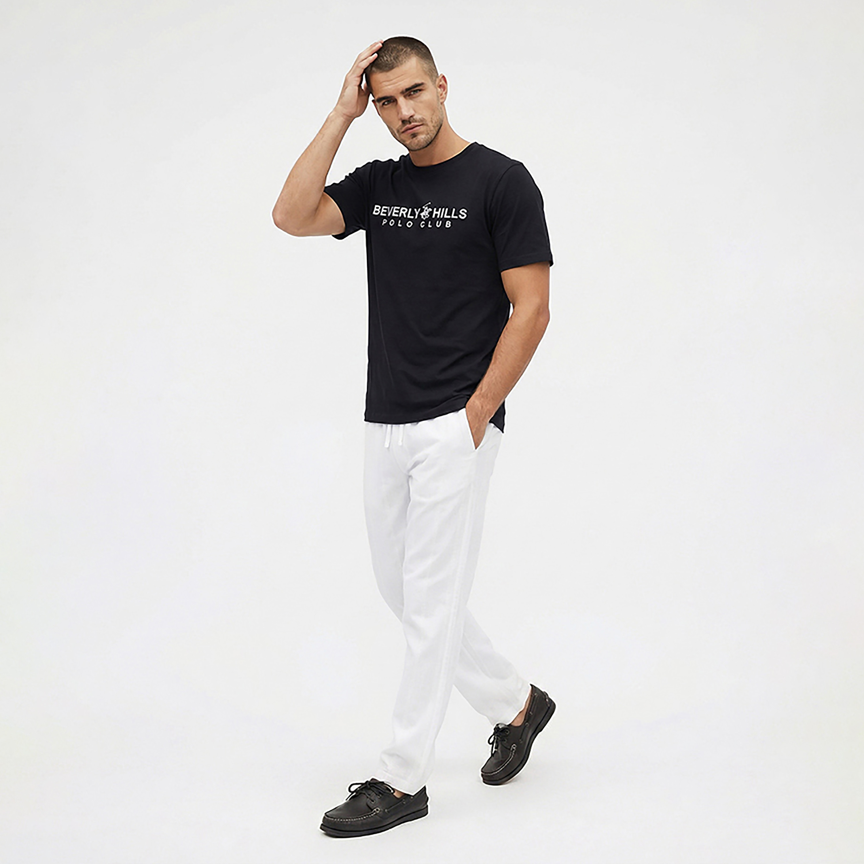 تي شيرت رجالي بياقة دائرية وأكمام قصيرة وشعار مطرز من بيفرلي هيلز بولو كلوب-men-clothing-tshirtsandpolos-tshirts-image-3