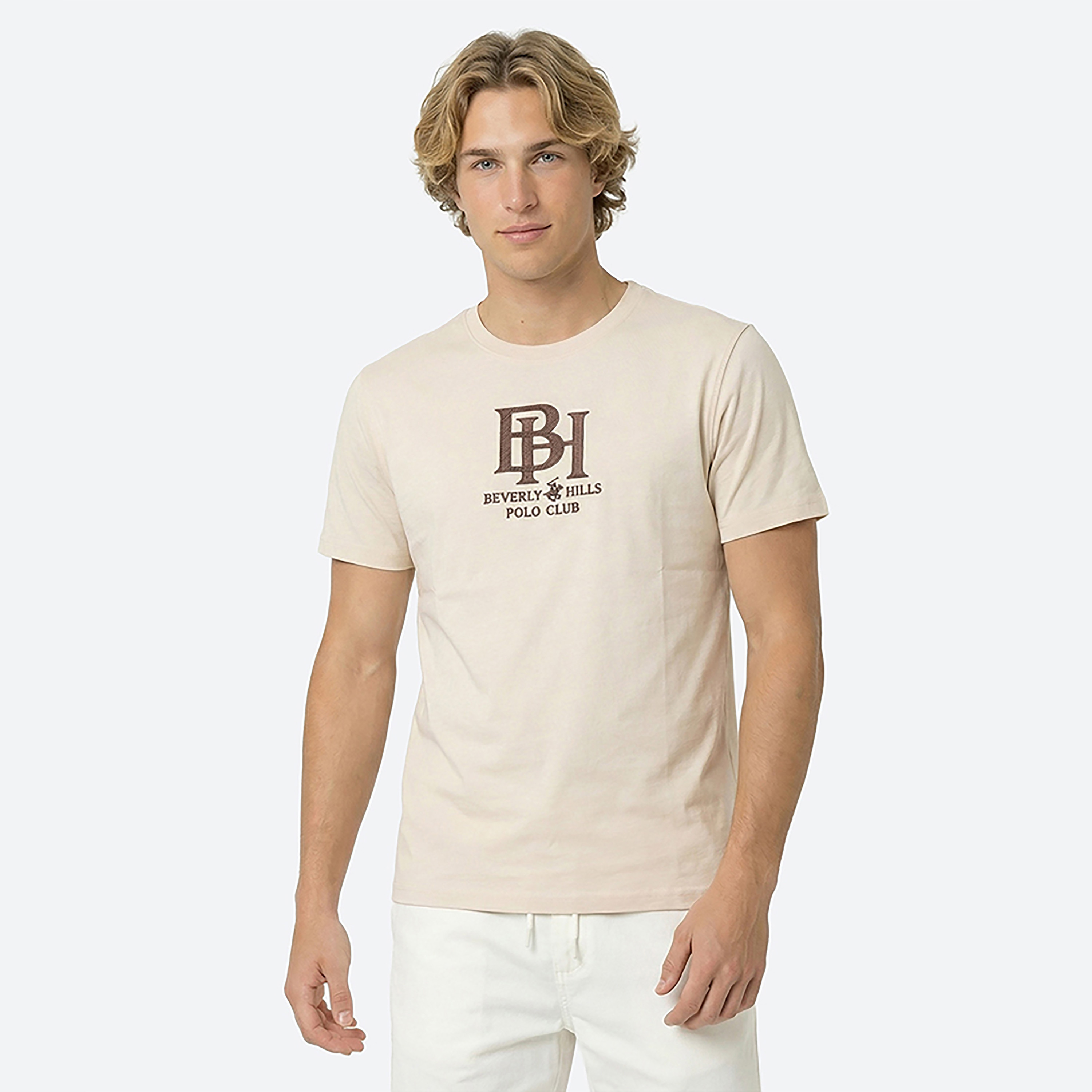 تي شيرت رجالي بياقة دائرية وأكمام قصيرة وشعار مطرز من بيفرلي هيلز بولو كلوب-men-clothing-tshirtsandpolos-tshirts-image-1