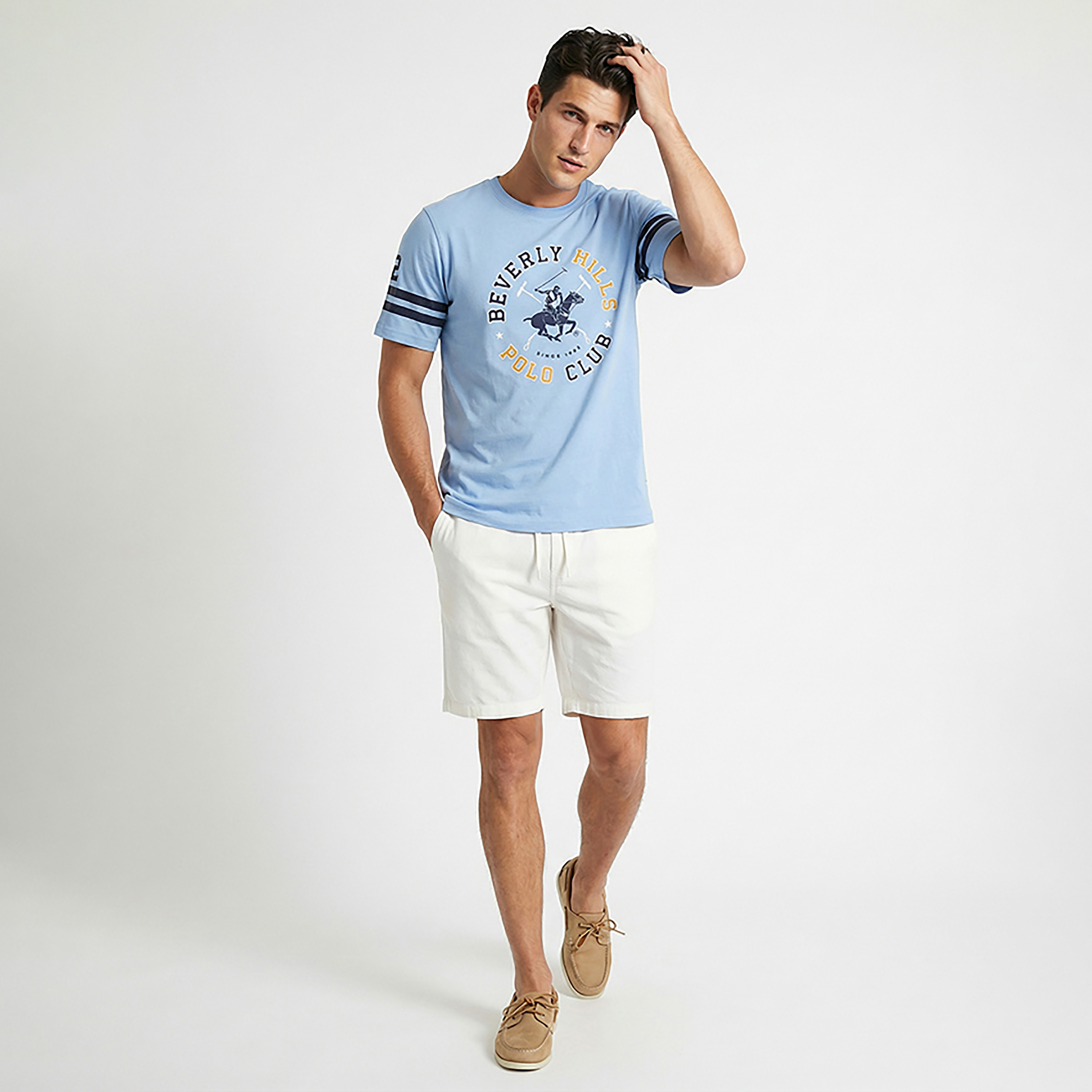 تيشيرت رجالي مطبوع بالشعار بياقة مستديرة وأكمام قصيرة من بيفرلي هيلز بولو كلوب-men-clothing-tshirtsandpolos-tshirts-image-7