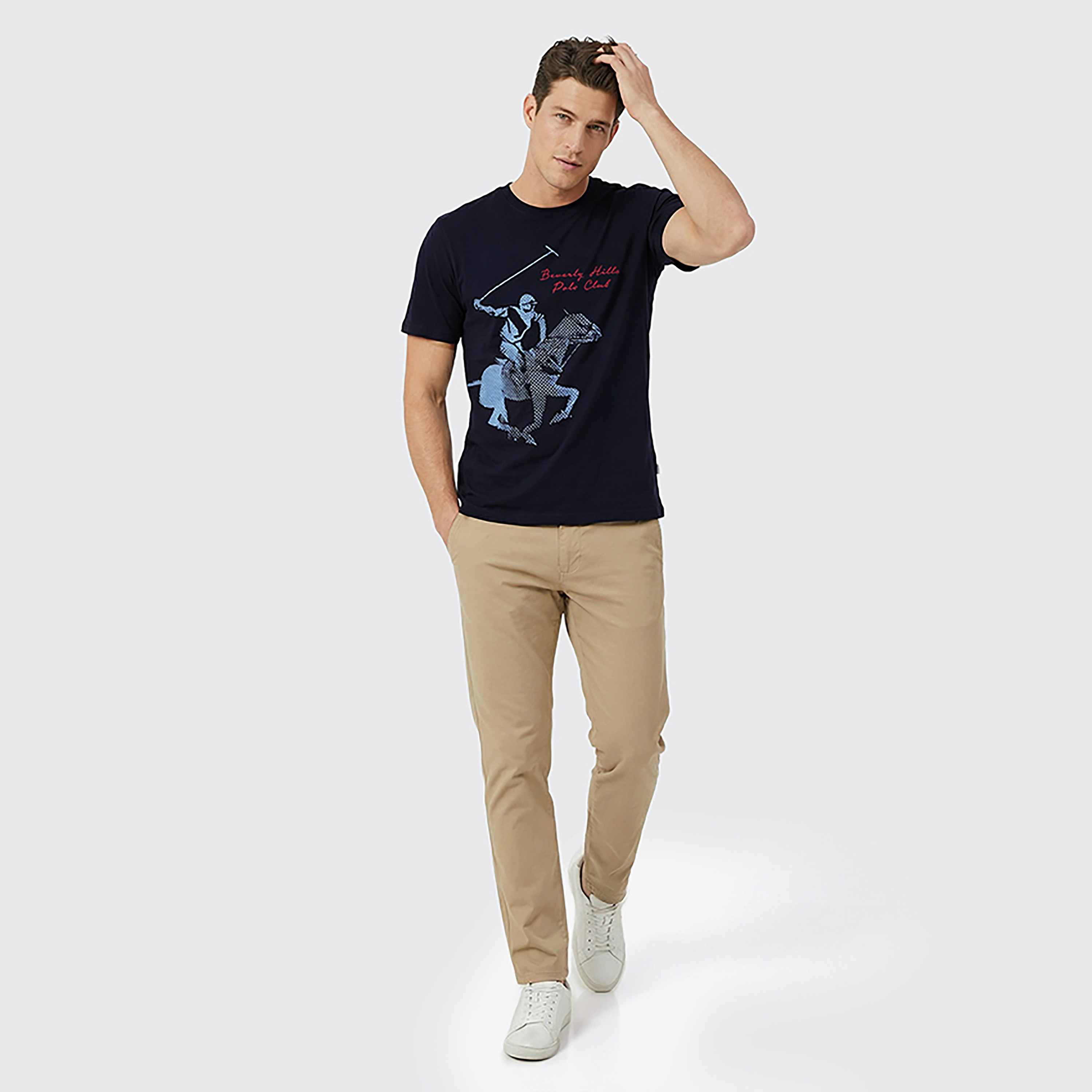 تيشيرت رجالي مطبوع بالشعار بياقة مستديرة وأكمام قصيرة من بيفرلي هيلز بولو كلوب-men-clothing-tshirtsandpolos-tshirts-image-3