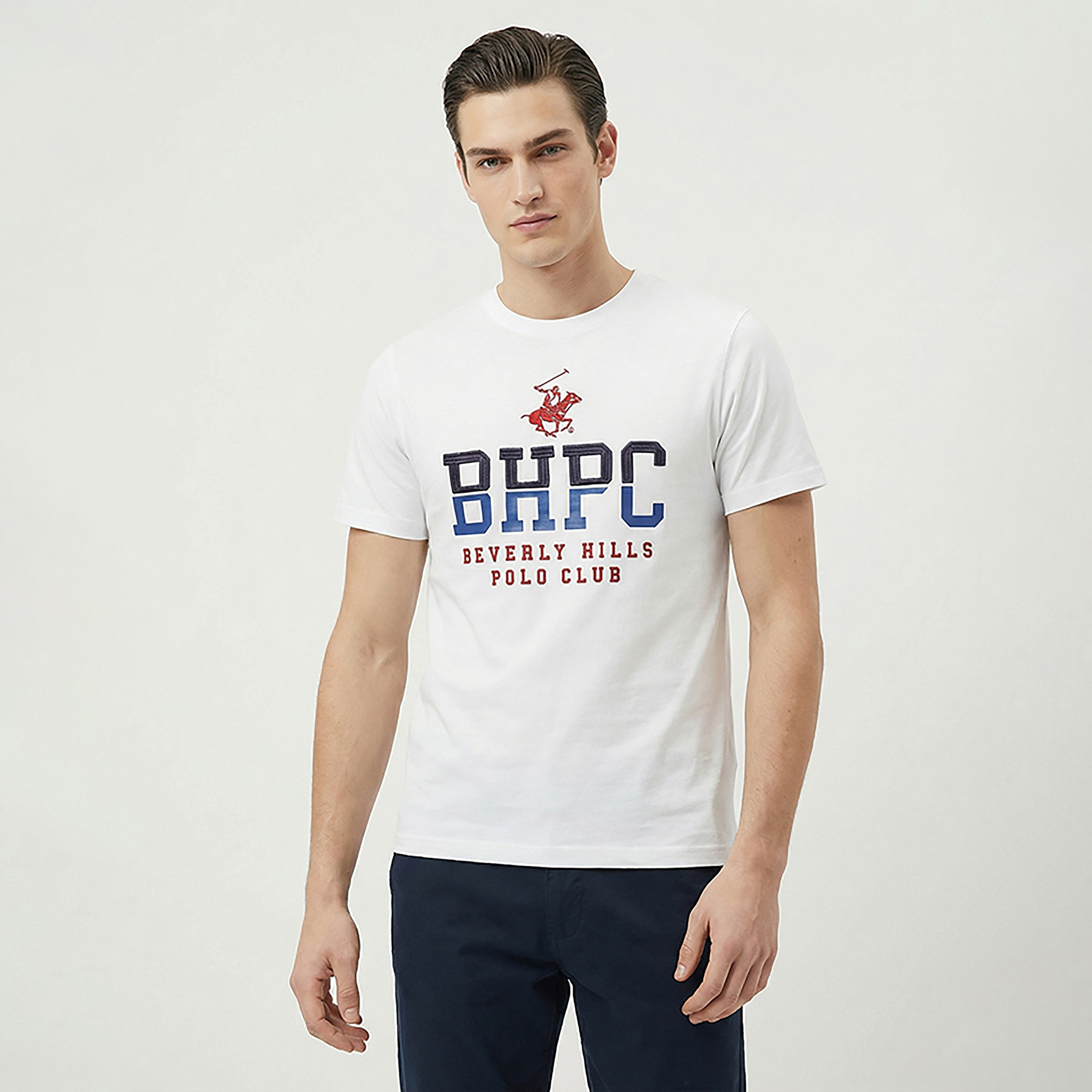 Beverly Hills Polo Club Logo Crew Neck Short Sleeves Men's T-Shirt-men-clothing-tshirtsandpolos-tshirts-image-1