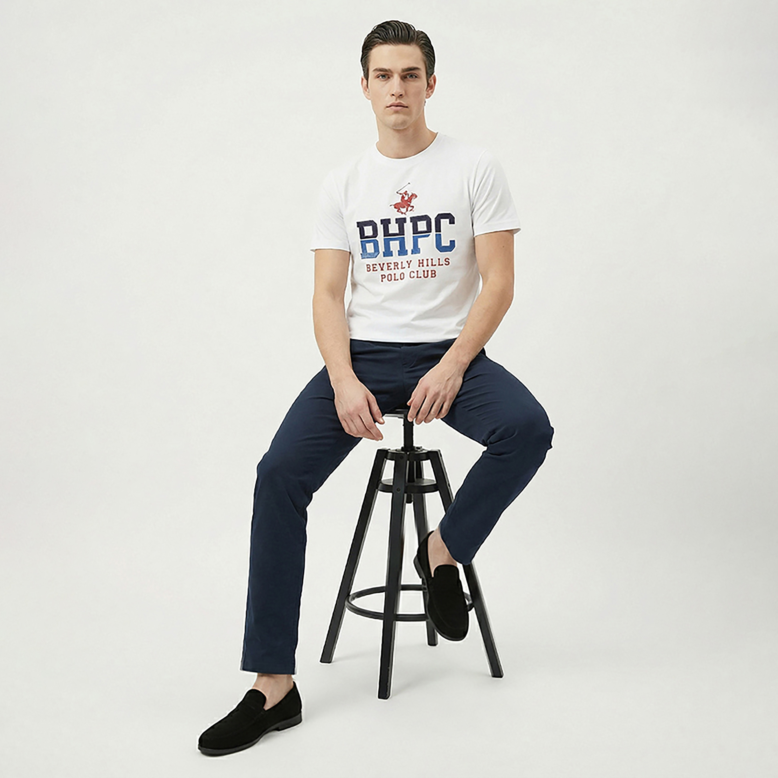 تي شيرت رجالي بأكمام قصيرة وياقة دائرية وشعار من بيفرلي هيلز بولو كلوب-men-clothing-tshirtsandpolos-tshirts-image-2