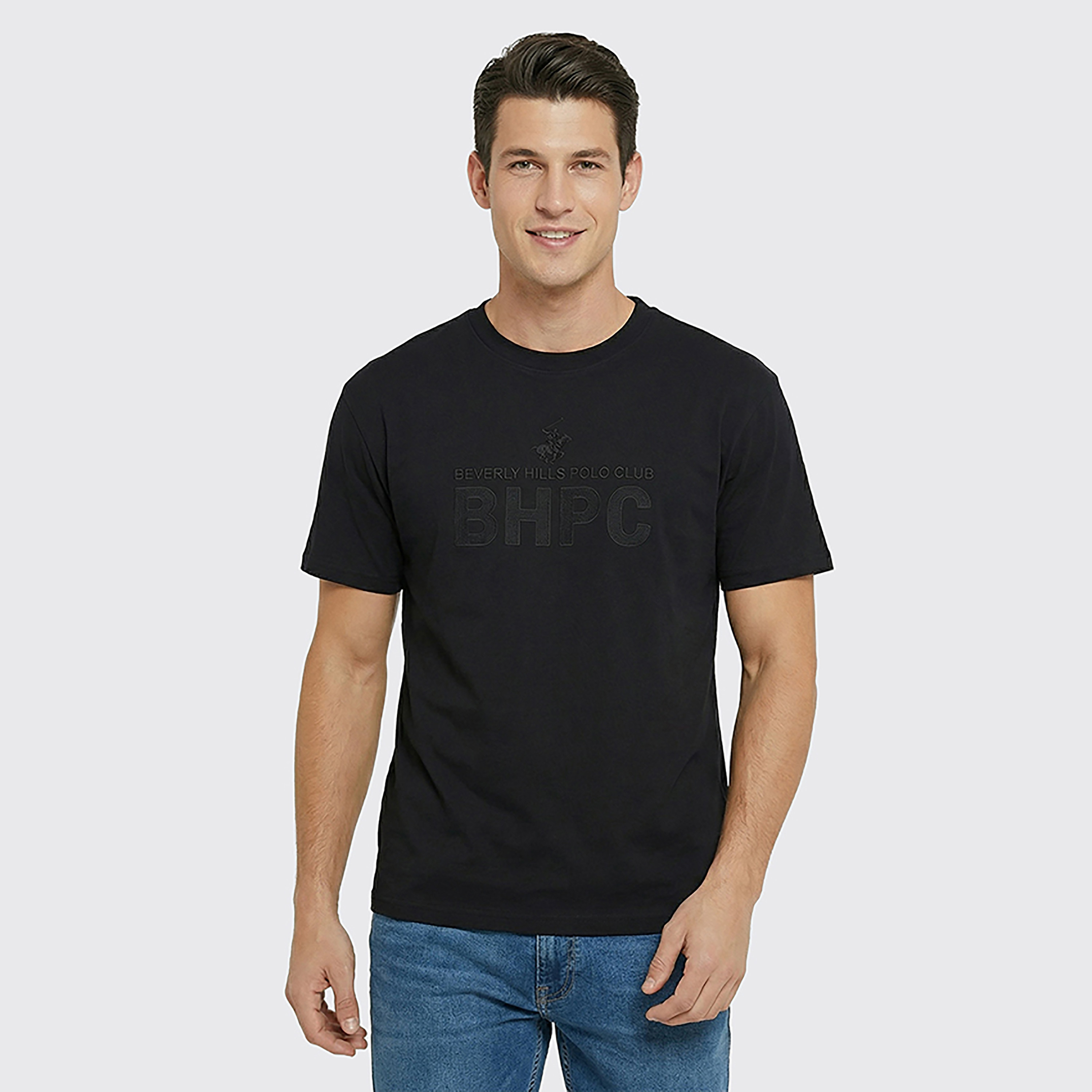 تي شيرت رجالي بأكمام قصيرة وياقة دائرية وشعار من بيفرلي هيلز بولو كلوب-men-clothing-tshirtsandpolos-tshirts-image-1