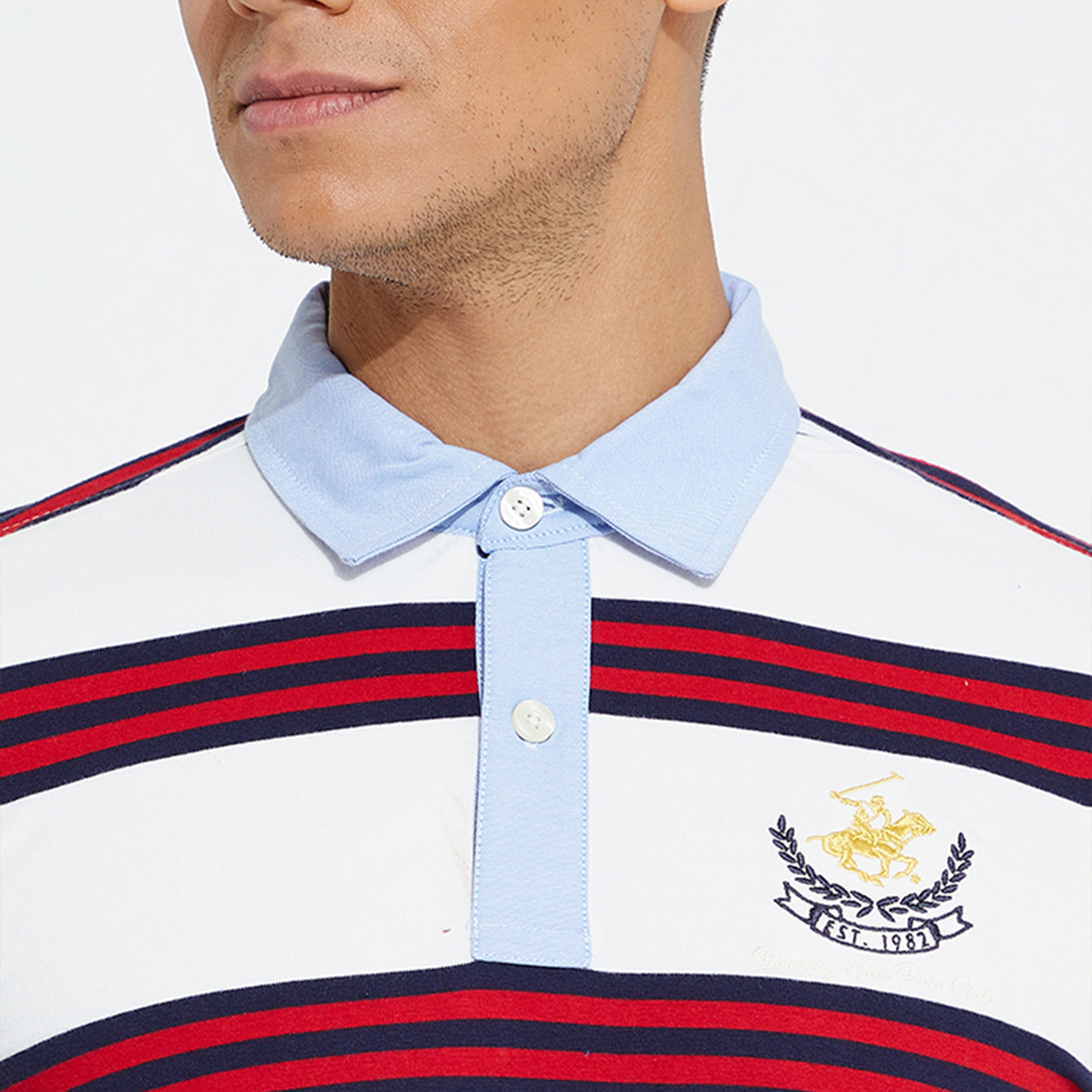 بيفرلي هيلز بولو كلوب-  قميص بولو رجالي مخطط بأكمام طويلة وياقة-men-clothing-tshirtsandpolos-tshirts-image-3