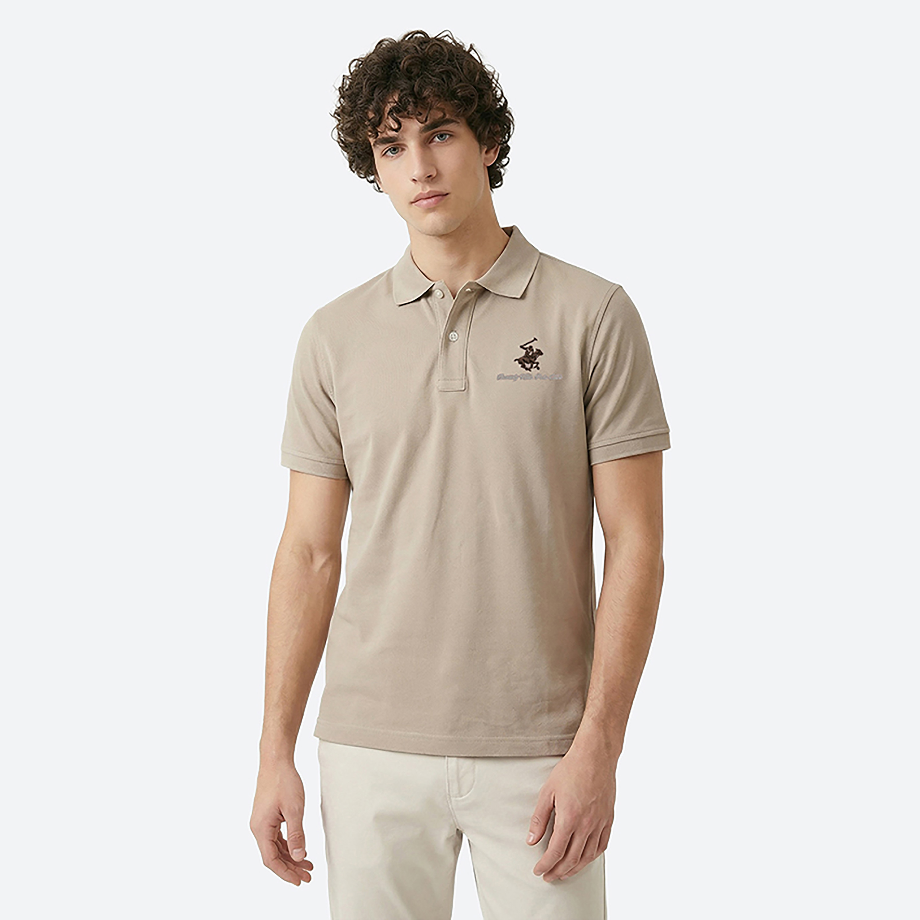 تي شيرت بولو رجالي سادة بأكمام قصيرة وياقة من بيفرلي هيلز بولو كلوب-men-clothing-tshirtsandpolos-polos-image-1