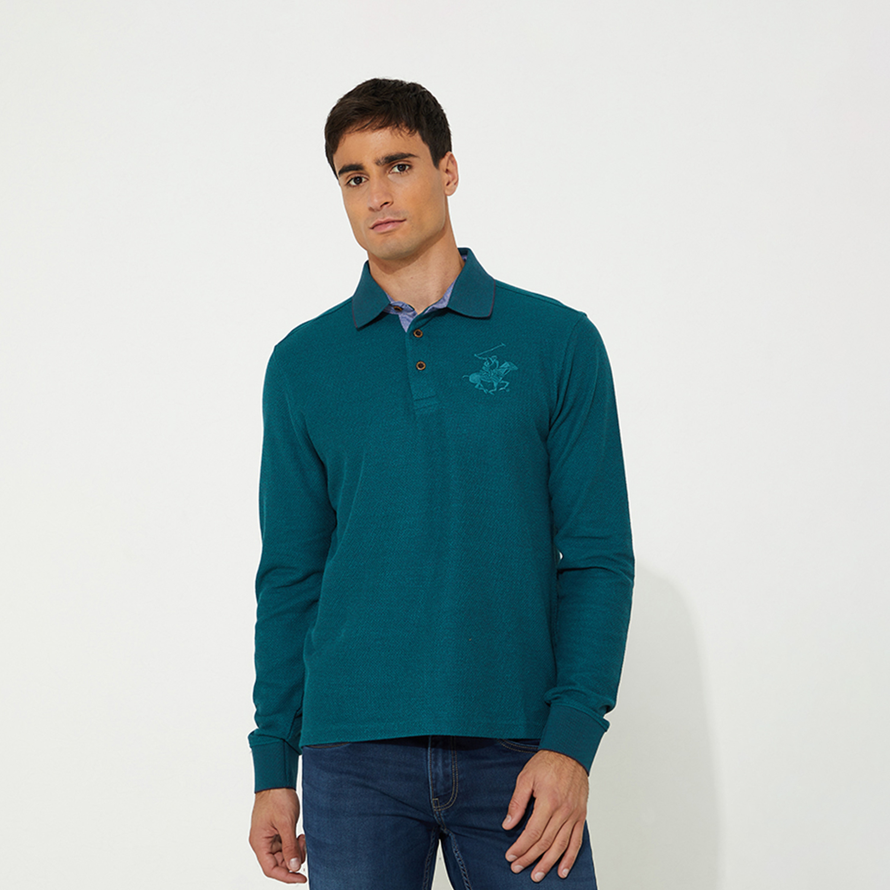 Beverly Hills Polo Club Men's Logo Collared Long Sleeve Polo-men-clothing-tshirtsandpolos-tshirts-image-1