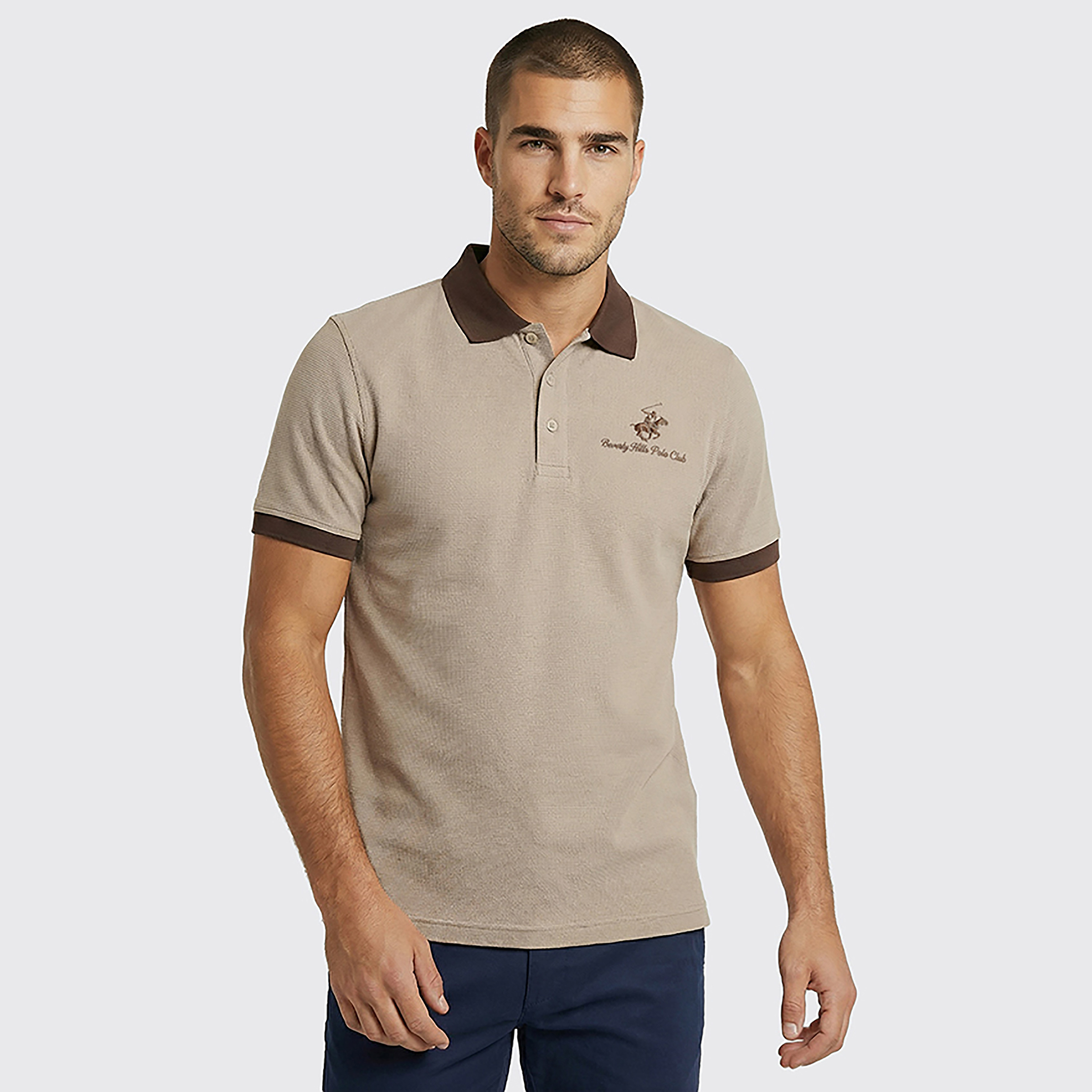 Beverly Hills Polo Club Contrast Collar Short Sleeves Men's Polo T-Shirt-men-clothing-tshirtsandpolos-polos-image-1