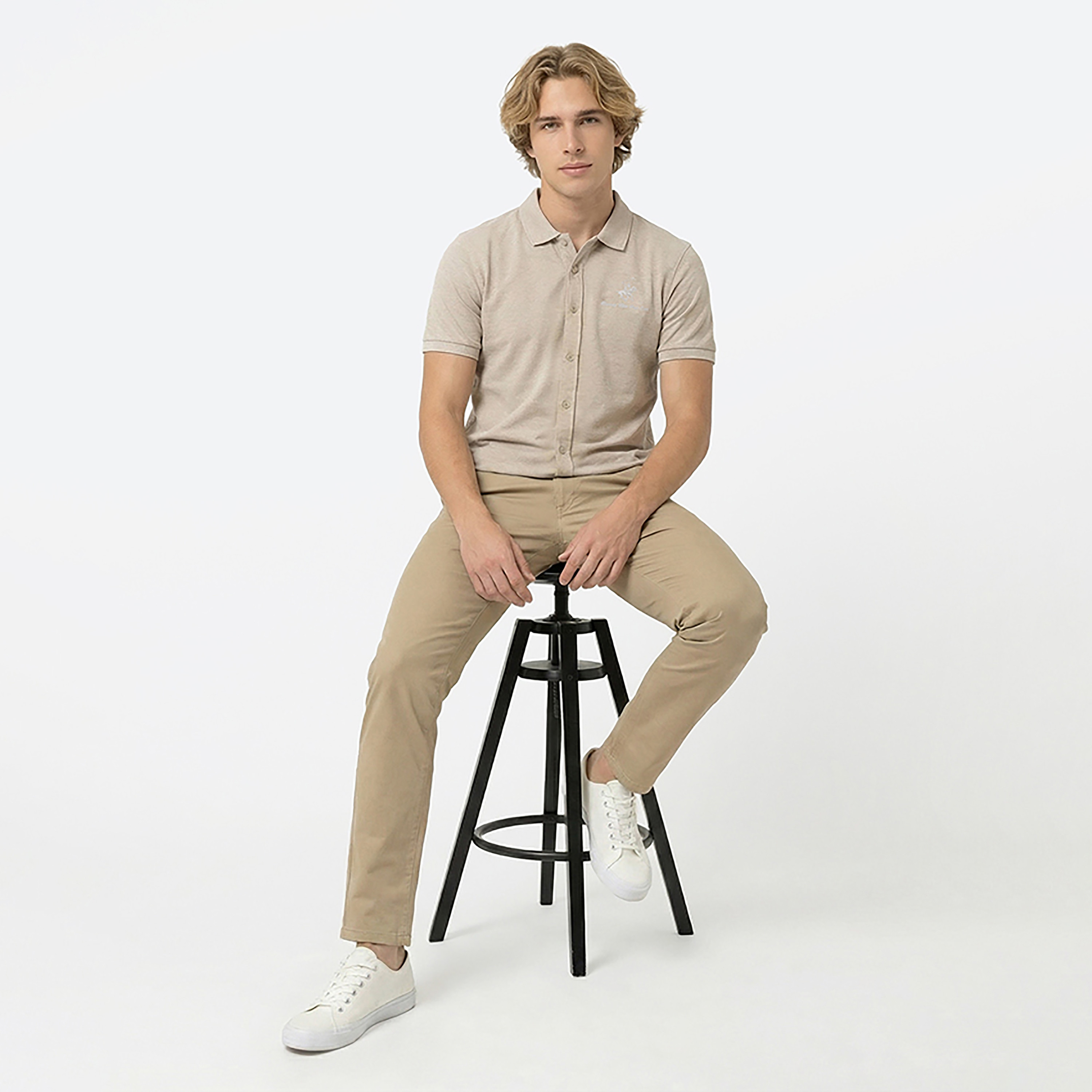 Beverly Hills Polo Club Regular Fit Plain Button Down Collar Short Sleeves Men's Shirt-men-clothing-shirts-image-2