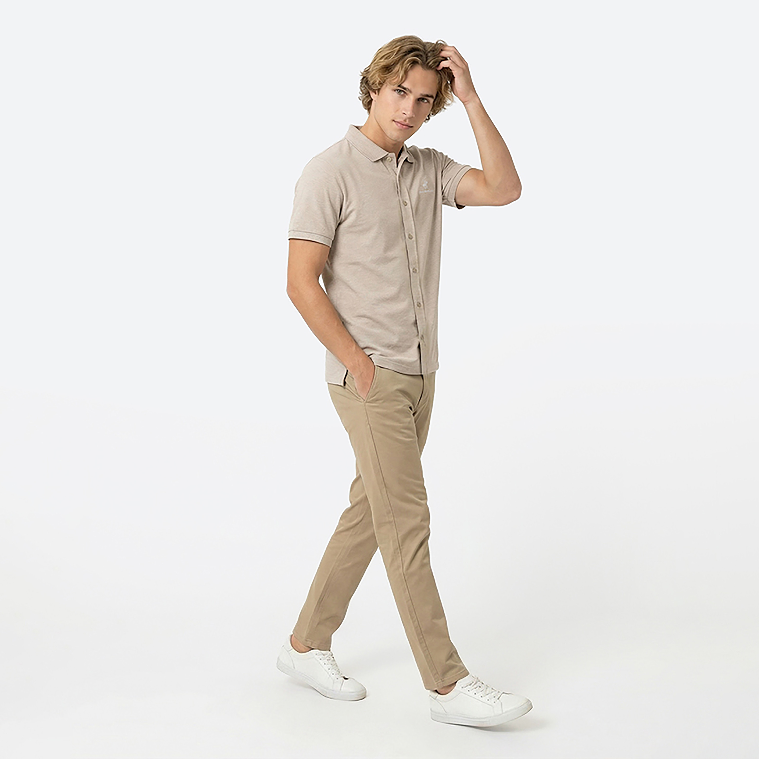 Beverly Hills Polo Club Regular Fit Plain Button Down Collar Short Sleeves Men's Shirt-men-clothing-shirts-image-3