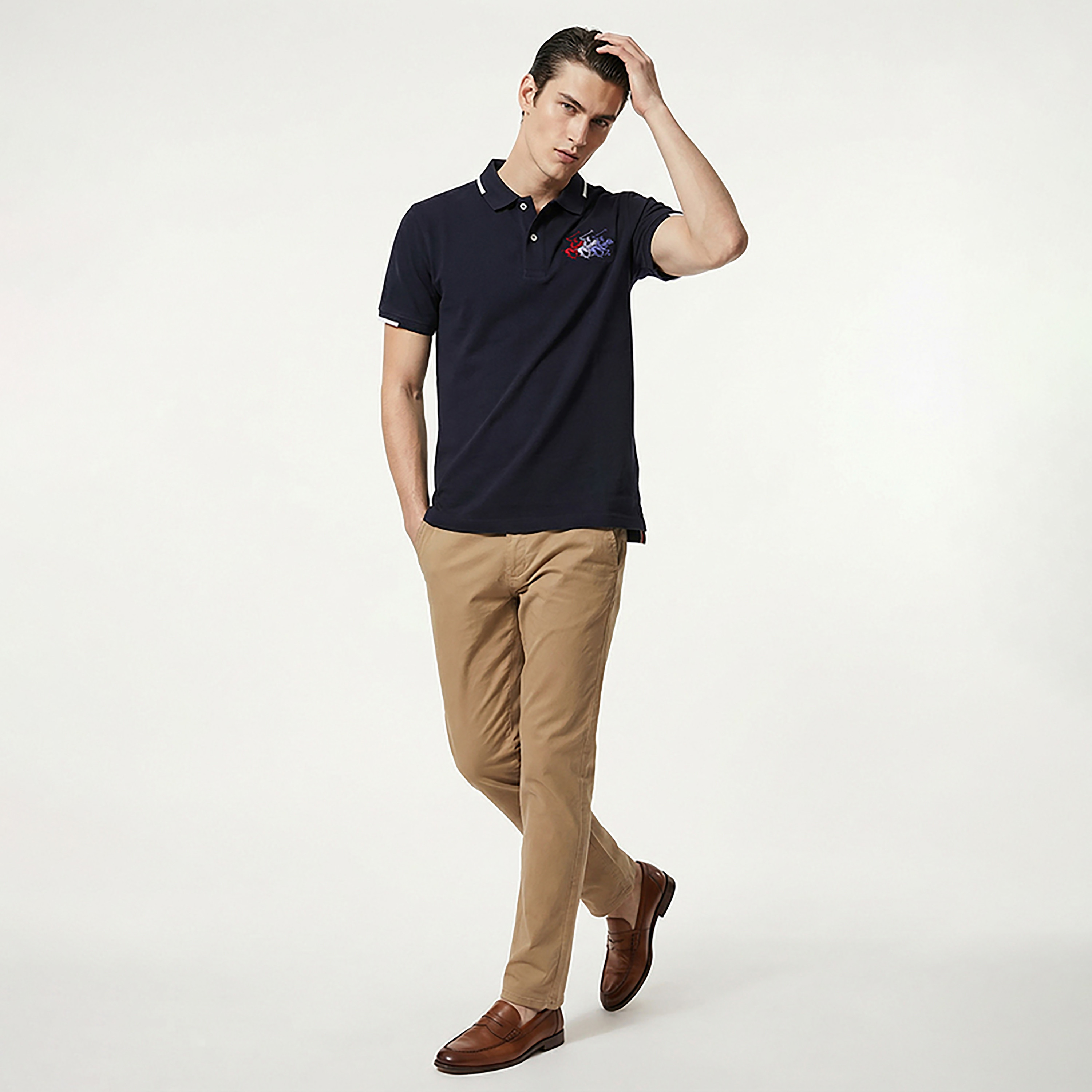 Beverly Hills Polo Club Embroidered Logo Contrast Tipping Collar Short Sleeves Men's Polo T-Shirt-men-clothing-tshirtsandpolos-polos-image-2