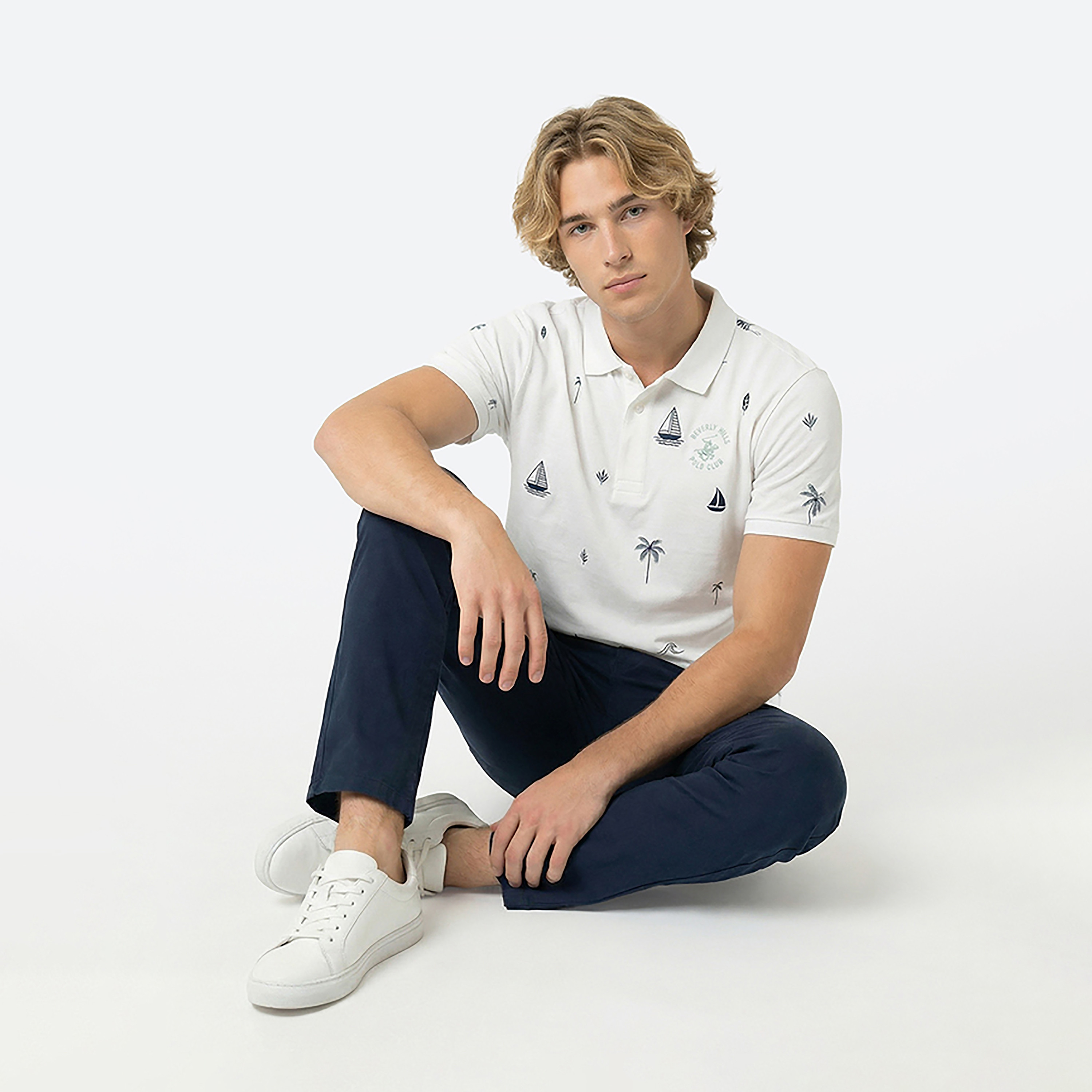Beverly Hills Polo Club Printed Collared Short Sleeves Men's Polo T-Shirt-men-clothing-tshirtsandpolos-polos-image-2