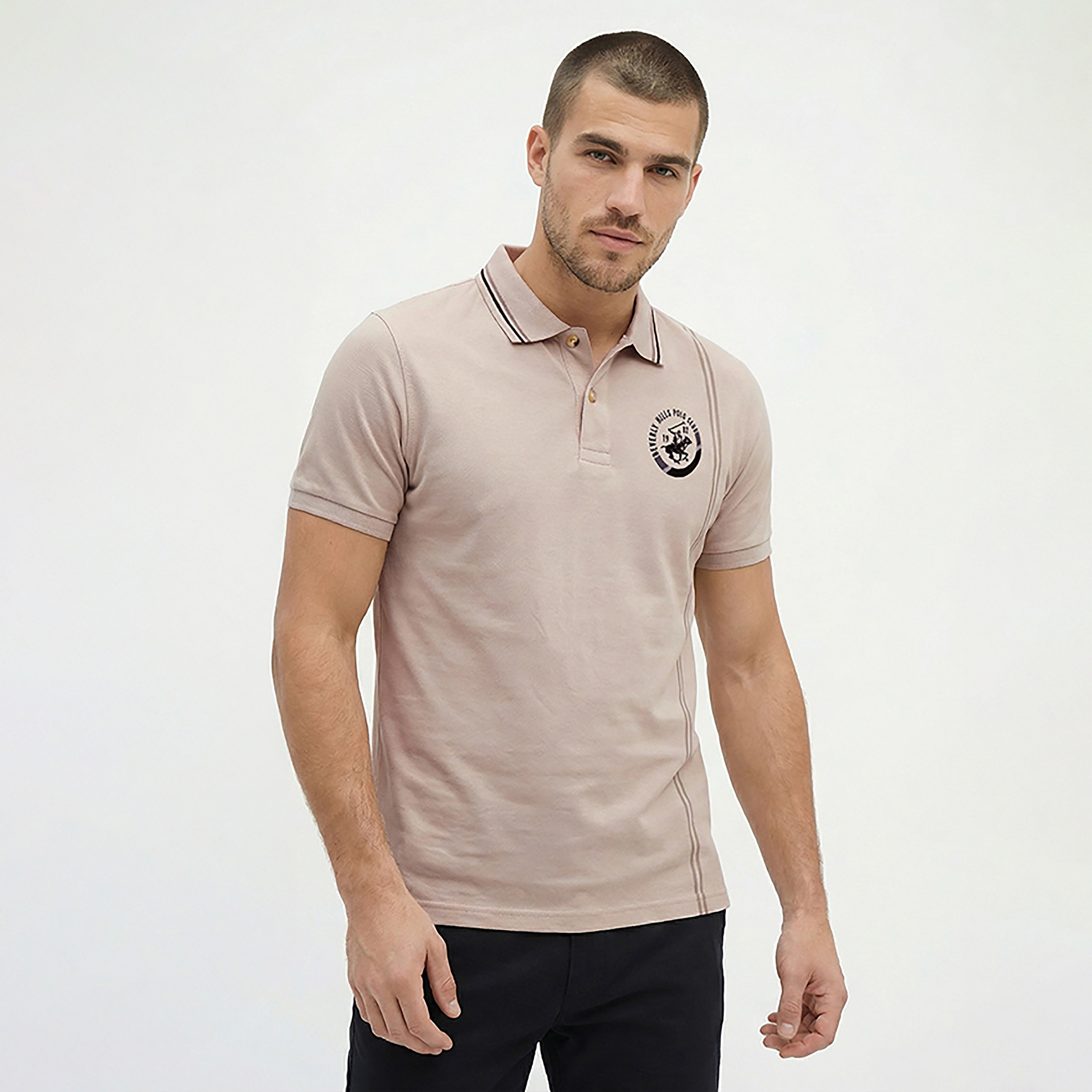 تيشيرت بولو رجالي بأكمام قصيرة وياقة ذات أطراف متباينة من بيفرلي هيلز بولو كلوب-men-clothing-tshirtsandpolos-polos-image-1
