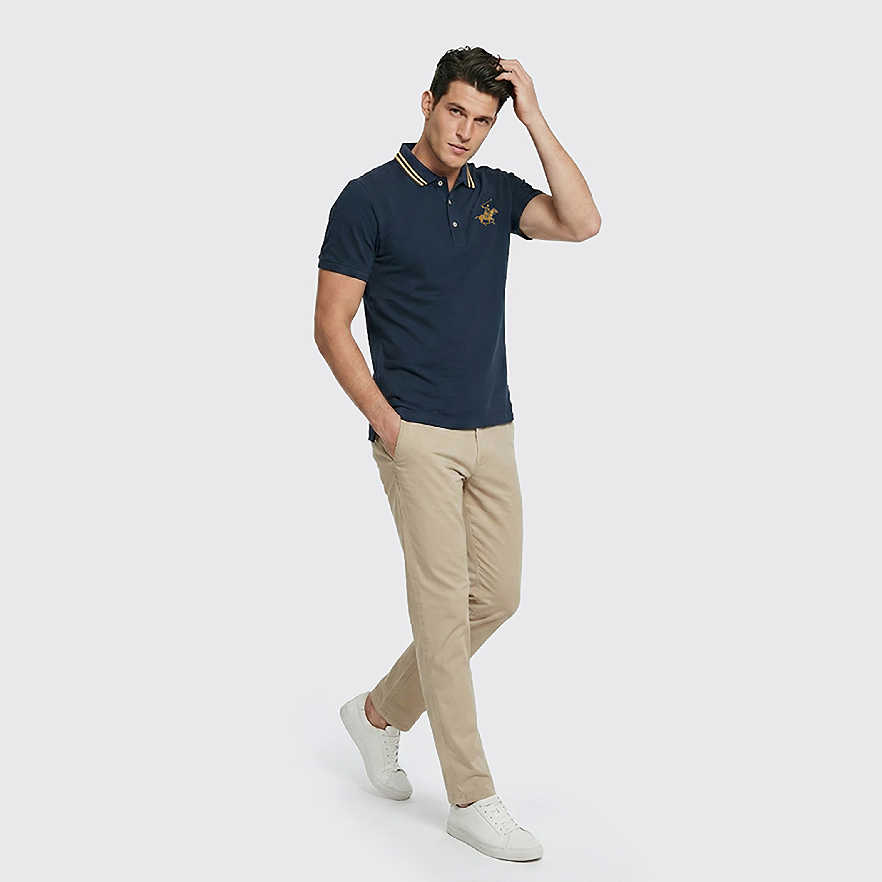Beverly Hills Polo Club Plain Contrast Collar Short Sleeves Men's Polo T-Shirt-men-clothing-tshirtsandpolos-polos-image-3