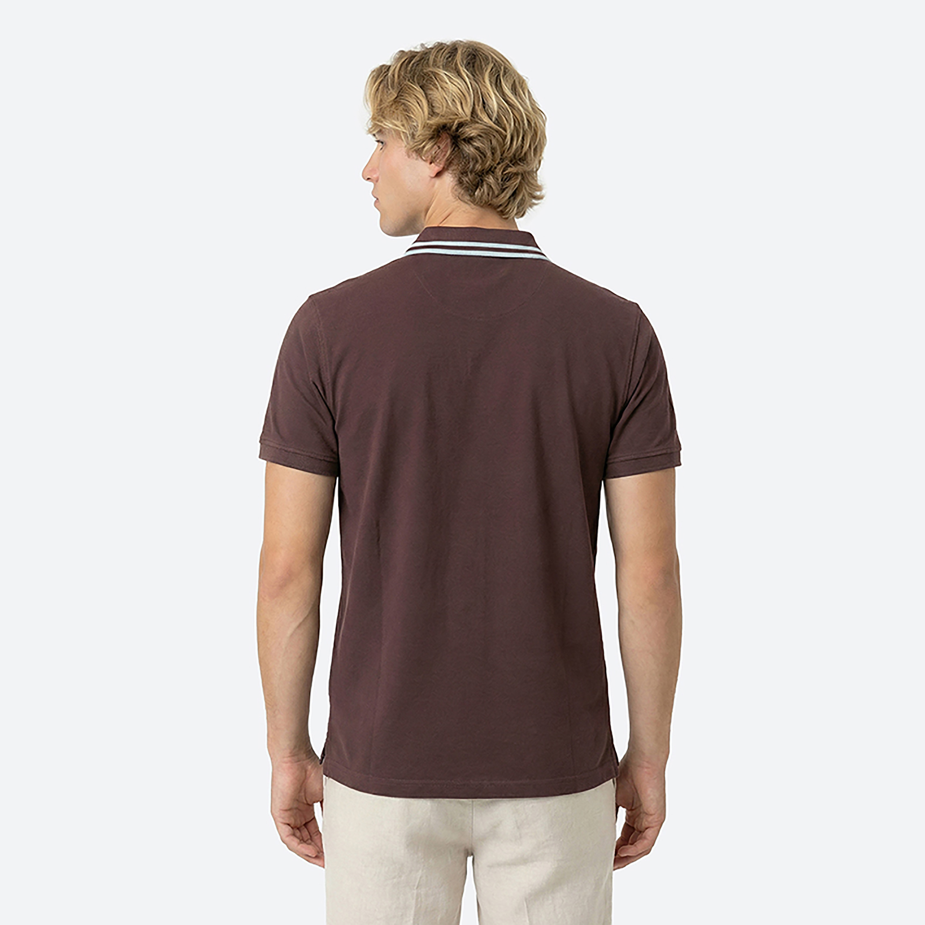 تيشيرت بولو رجالي سادة بأكمام قصيرة وياقة متباينة اللون من بيفرلي هيلز بولو كلوب-men-clothing-tshirtsandpolos-polos-image-4