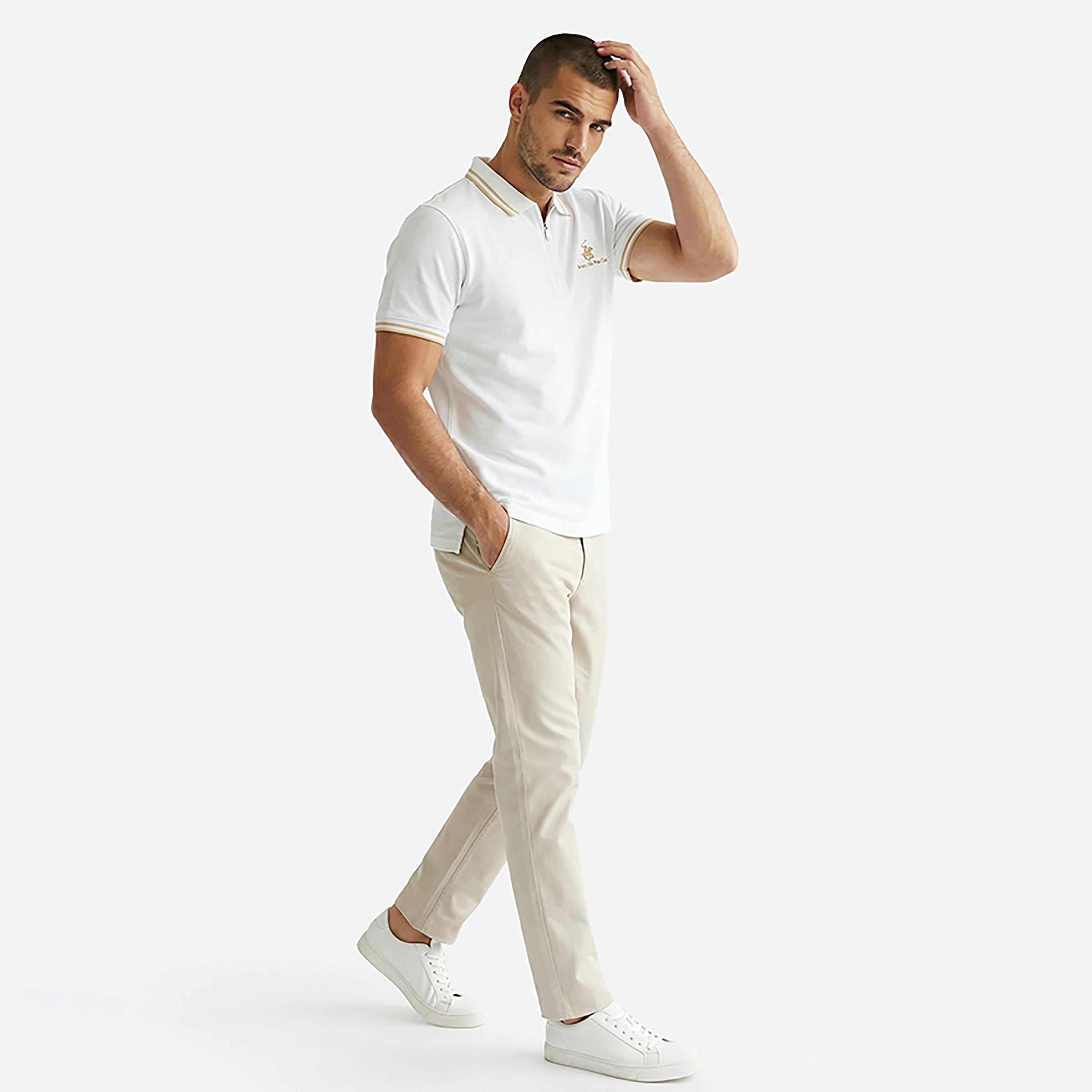Beverly Hills Polo Club Logo Contrast Tipping Collar Short Sleeves Men's Polo T-Shirt-men-clothing-tshirtsandpolos-polos-image-3