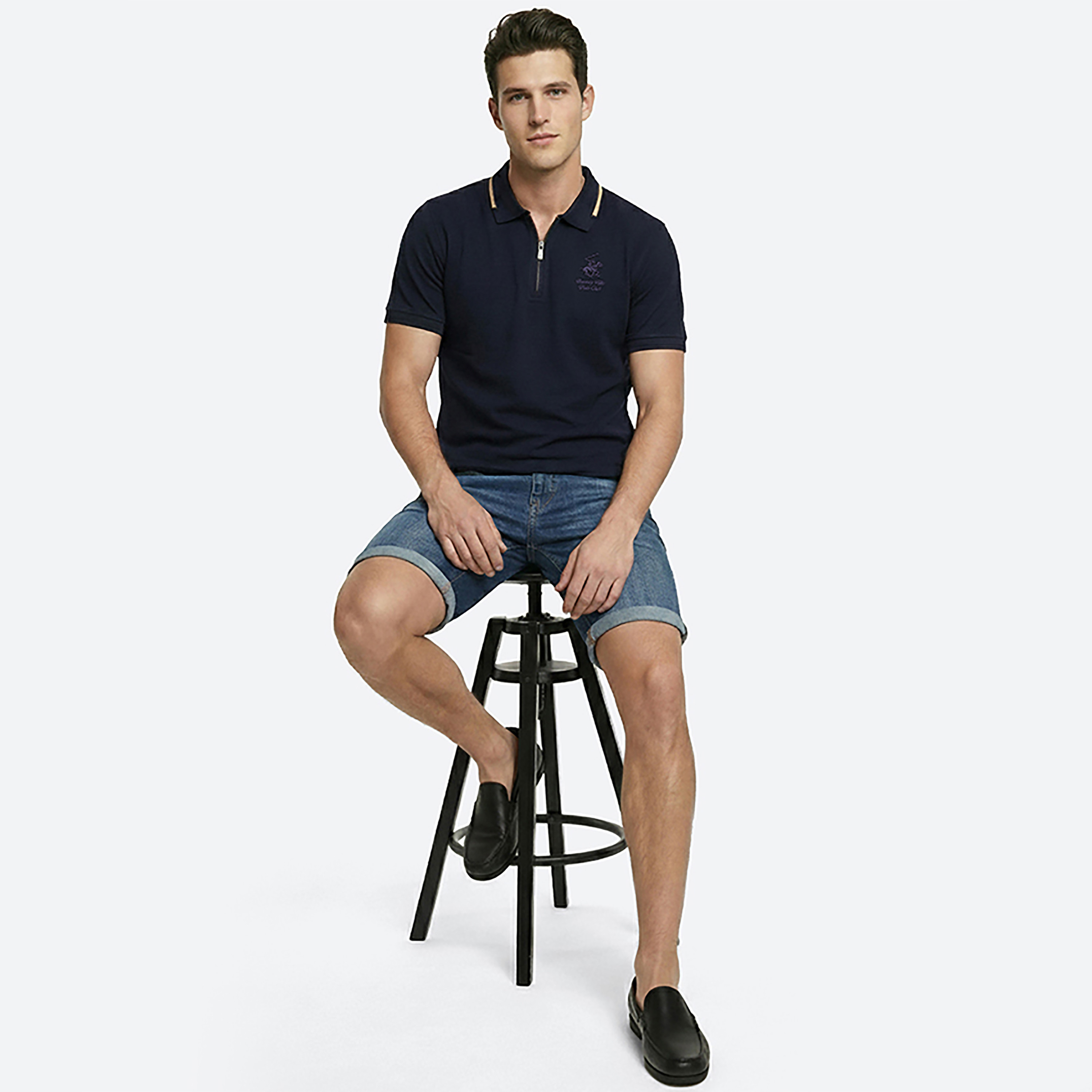 Beverly Hills Polo Club Logo Contrast Tipping Collar Short Sleeves Men's Polo T-Shirt-men-clothing-tshirtsandpolos-polos-image-6