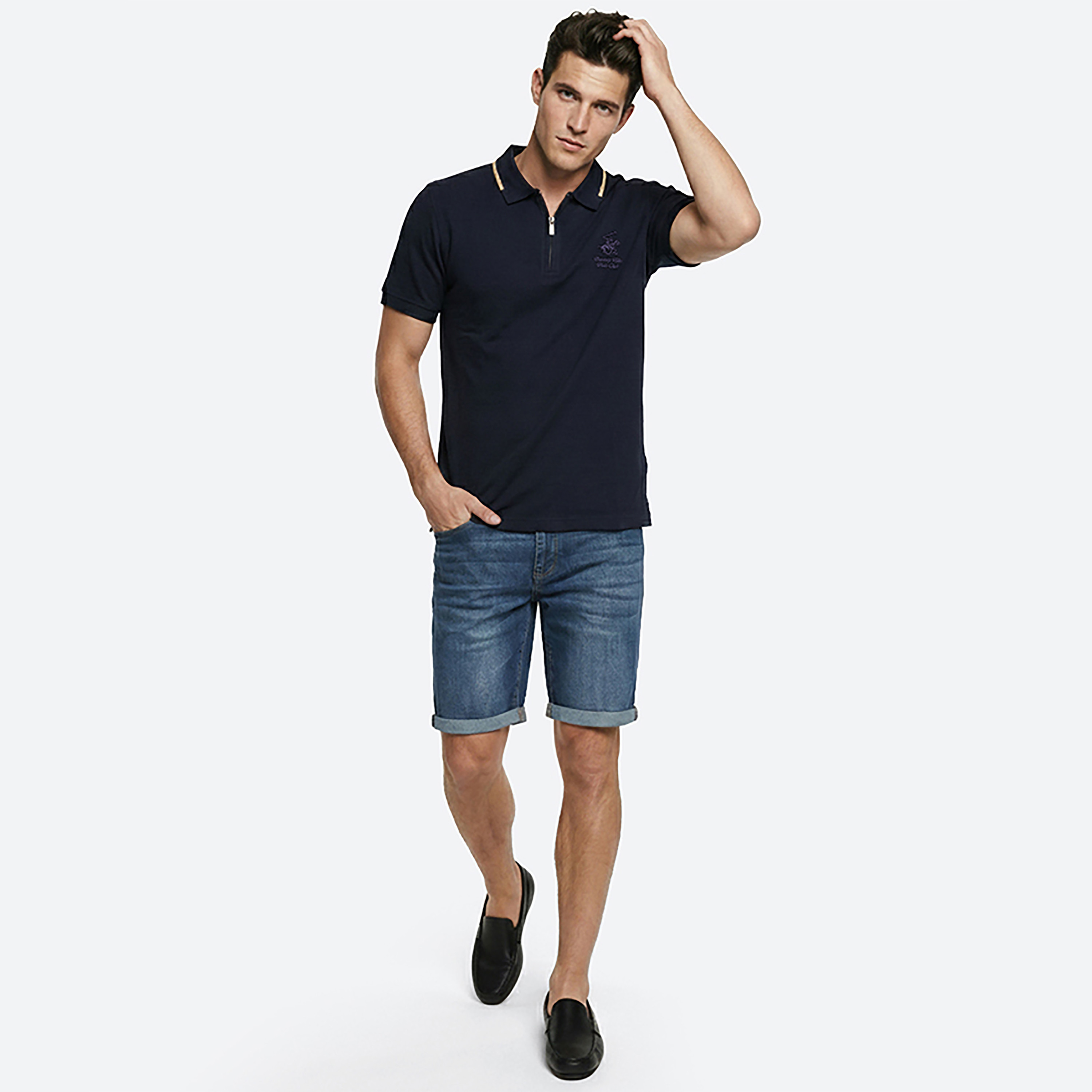 Beverly Hills Polo Club Logo Contrast Tipping Collar Short Sleeves Men's Polo T-Shirt-men-clothing-tshirtsandpolos-polos-image-7