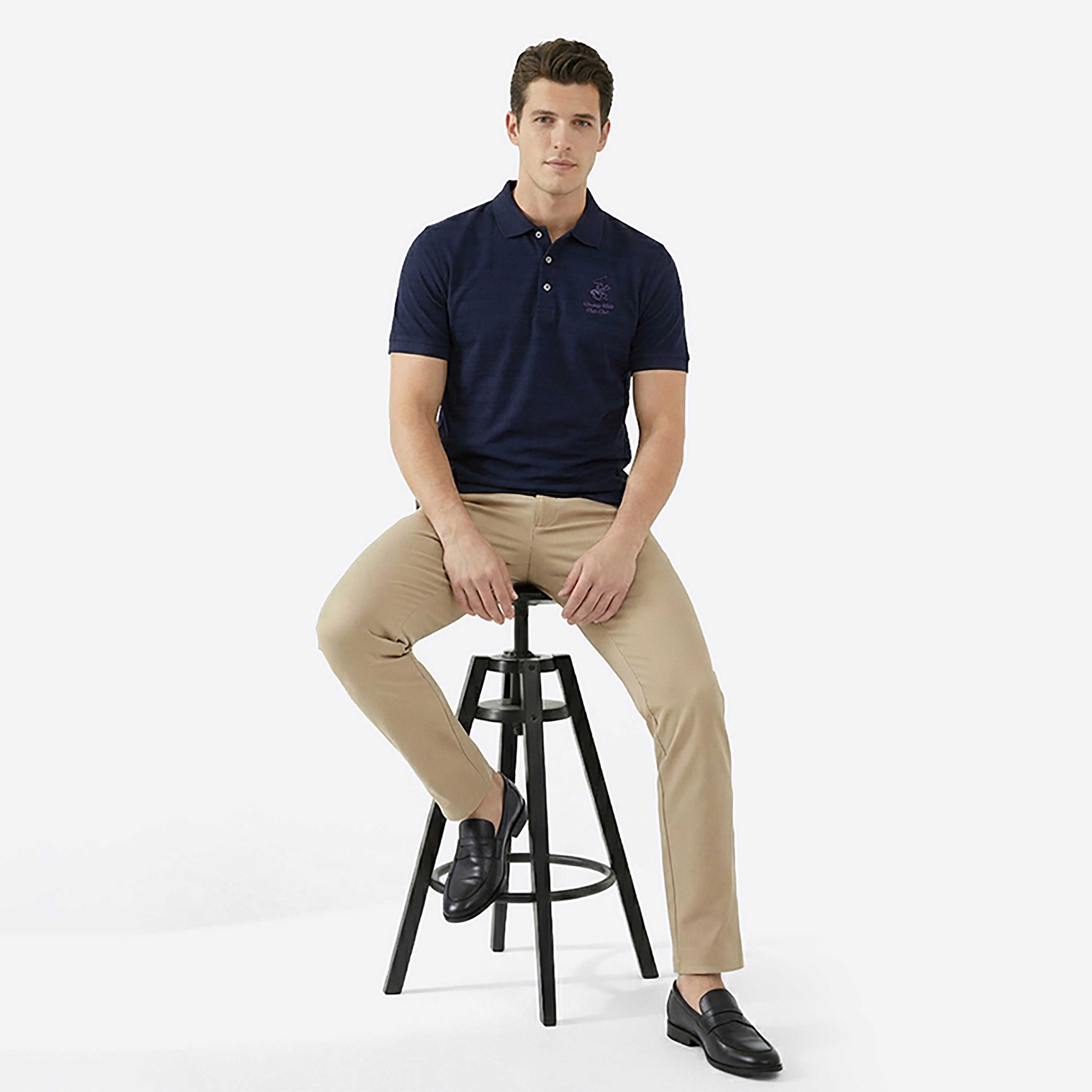 تي شيرت بولو رجالي مخطط بأكمام قصيرة وياقة من بيفرلي هيلز بولو كلوب-men-clothing-tshirtsandpolos-polos-image-2