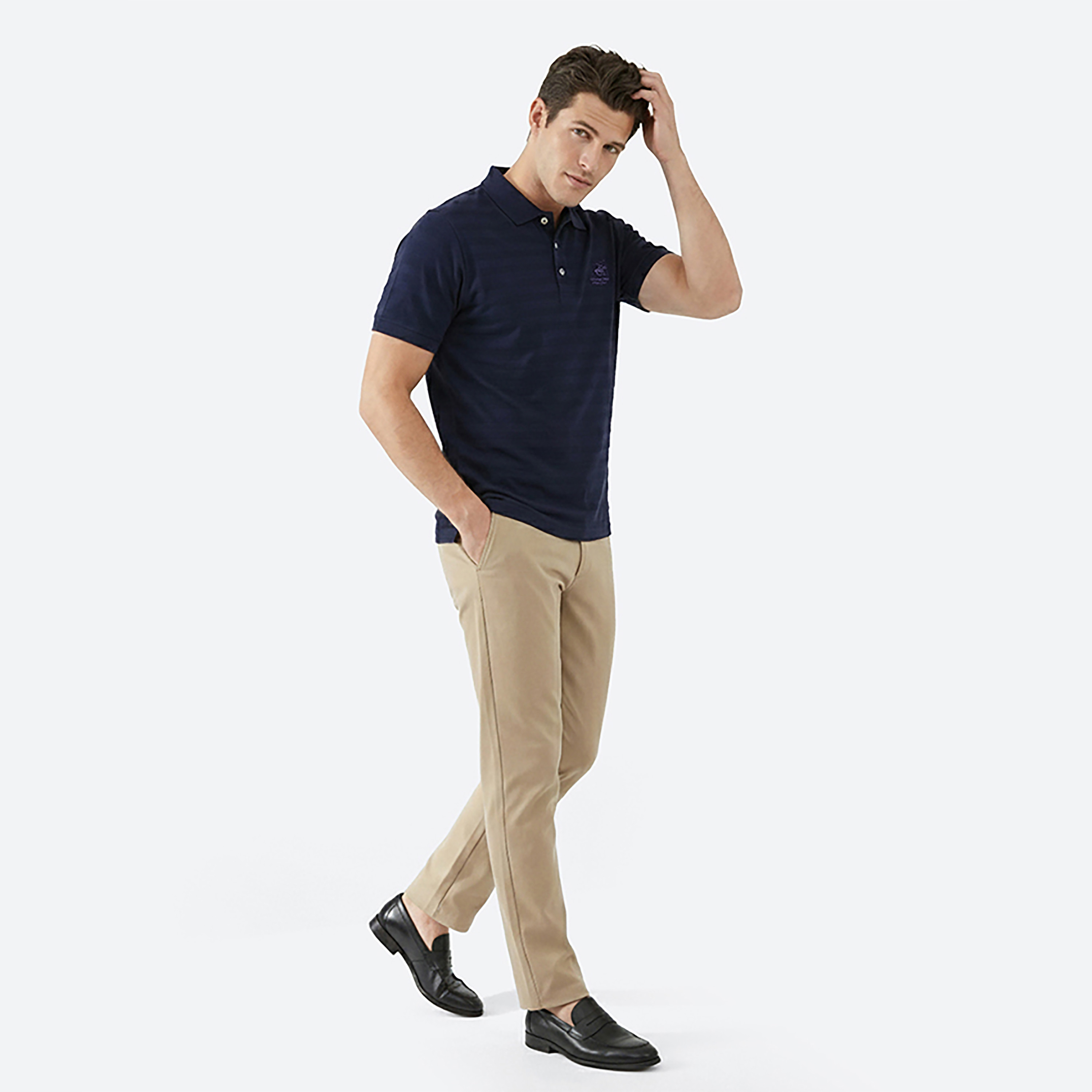 تي شيرت بولو رجالي مخطط بأكمام قصيرة وياقة من بيفرلي هيلز بولو كلوب-men-clothing-tshirtsandpolos-polos-image-3