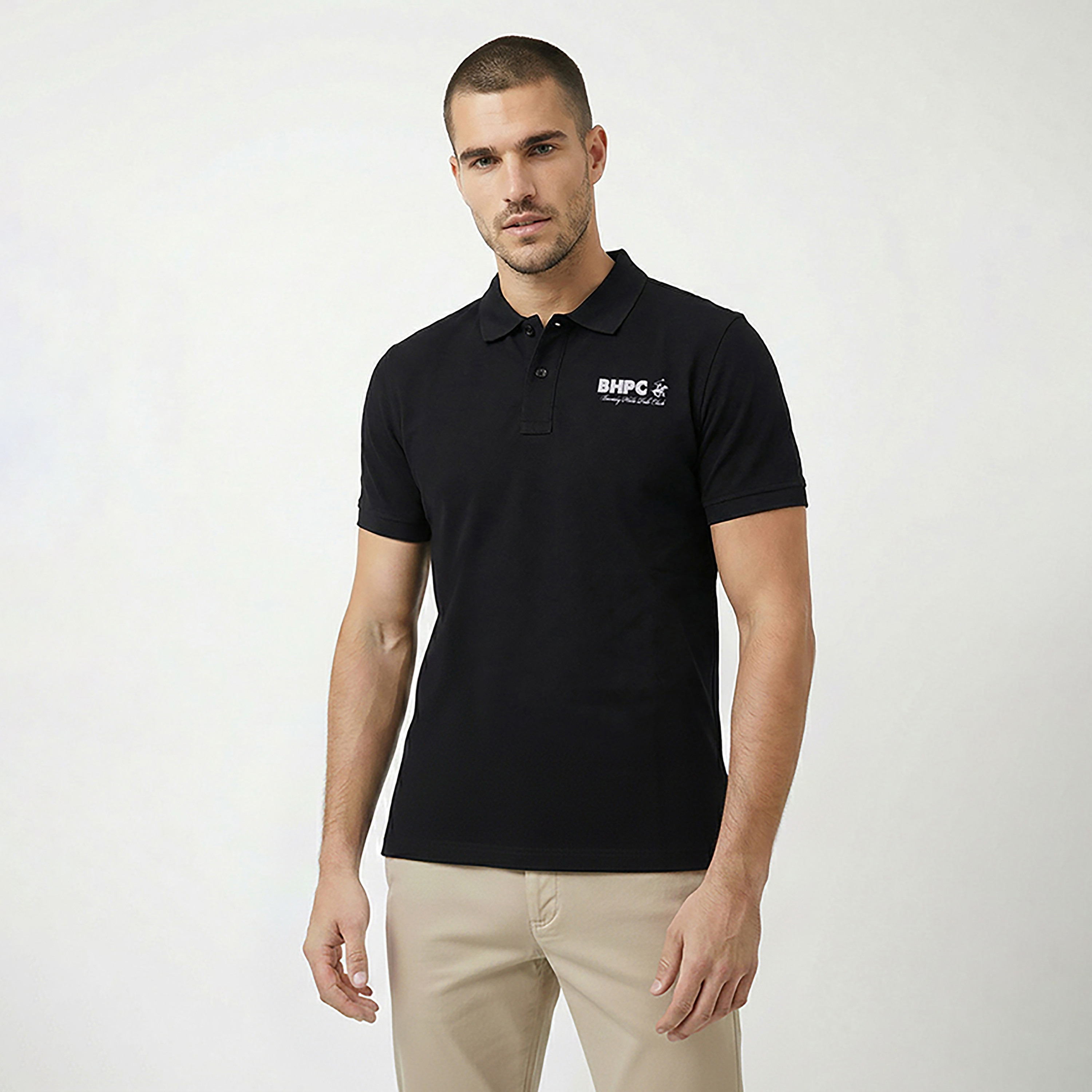 تي شيرت بولو رجالي سادة بأكمام قصيرة وياقة من بيفرلي هيلز بولو كلوب-men-clothing-tshirtsandpolos-polos-image-1