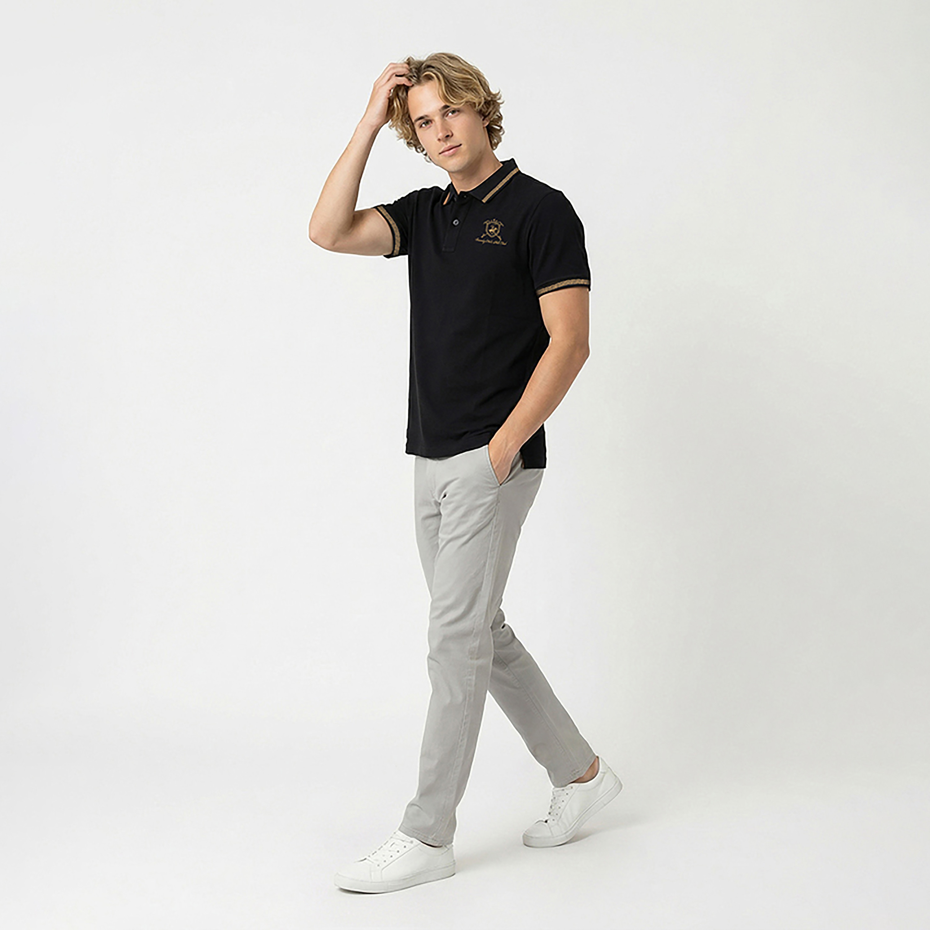 تي شيرت بولو رجالي سادة بأكمام قصيرة وياقة من بيفرلي هيلز بولو كلوب-men-clothing-tshirtsandpolos-polos-image-3