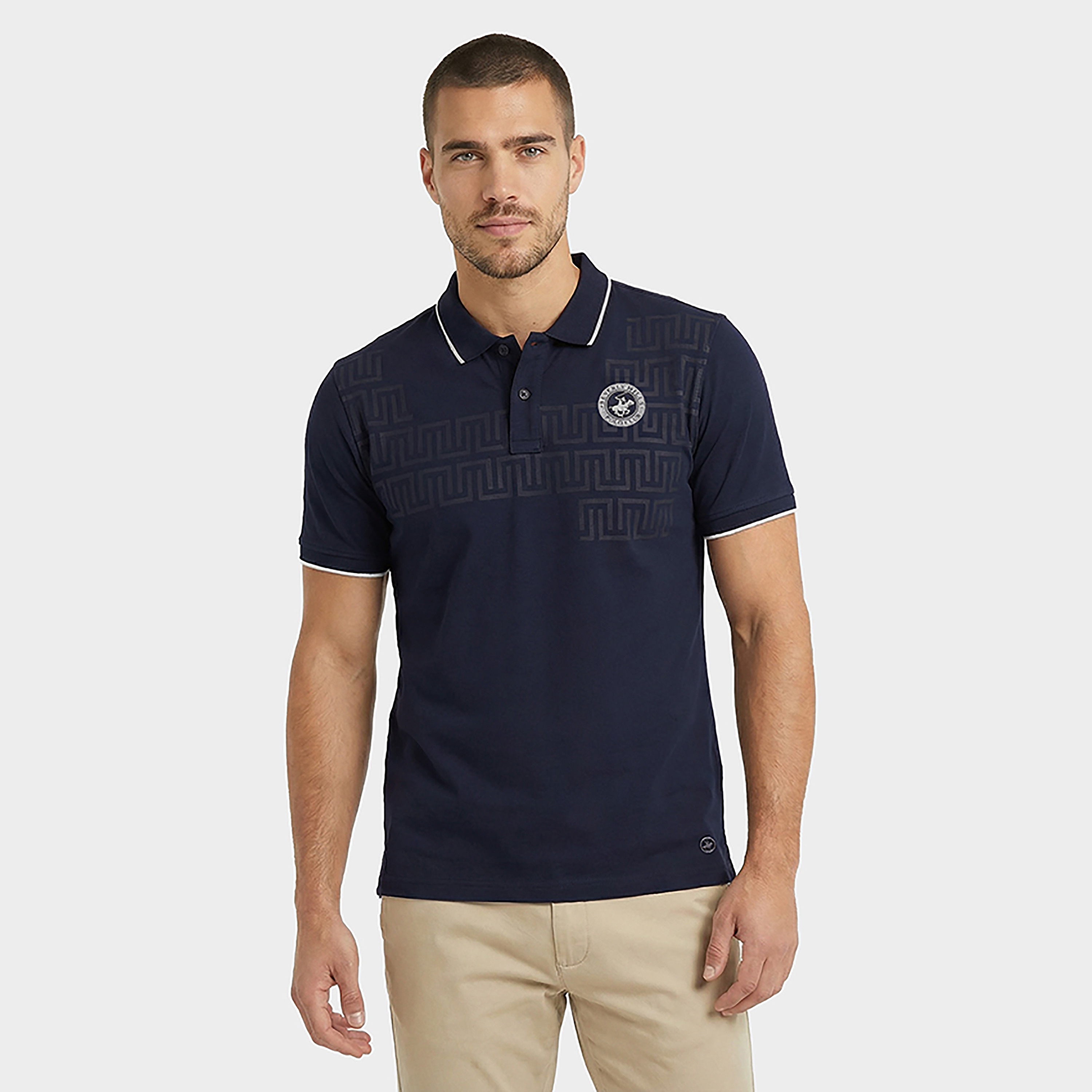 Beverly Hills Polo Club Printed Contrast Tipping Collar Short Sleeves Men's Polo T-Shirt-men-clothing-tshirtsandpolos-polos-image-1