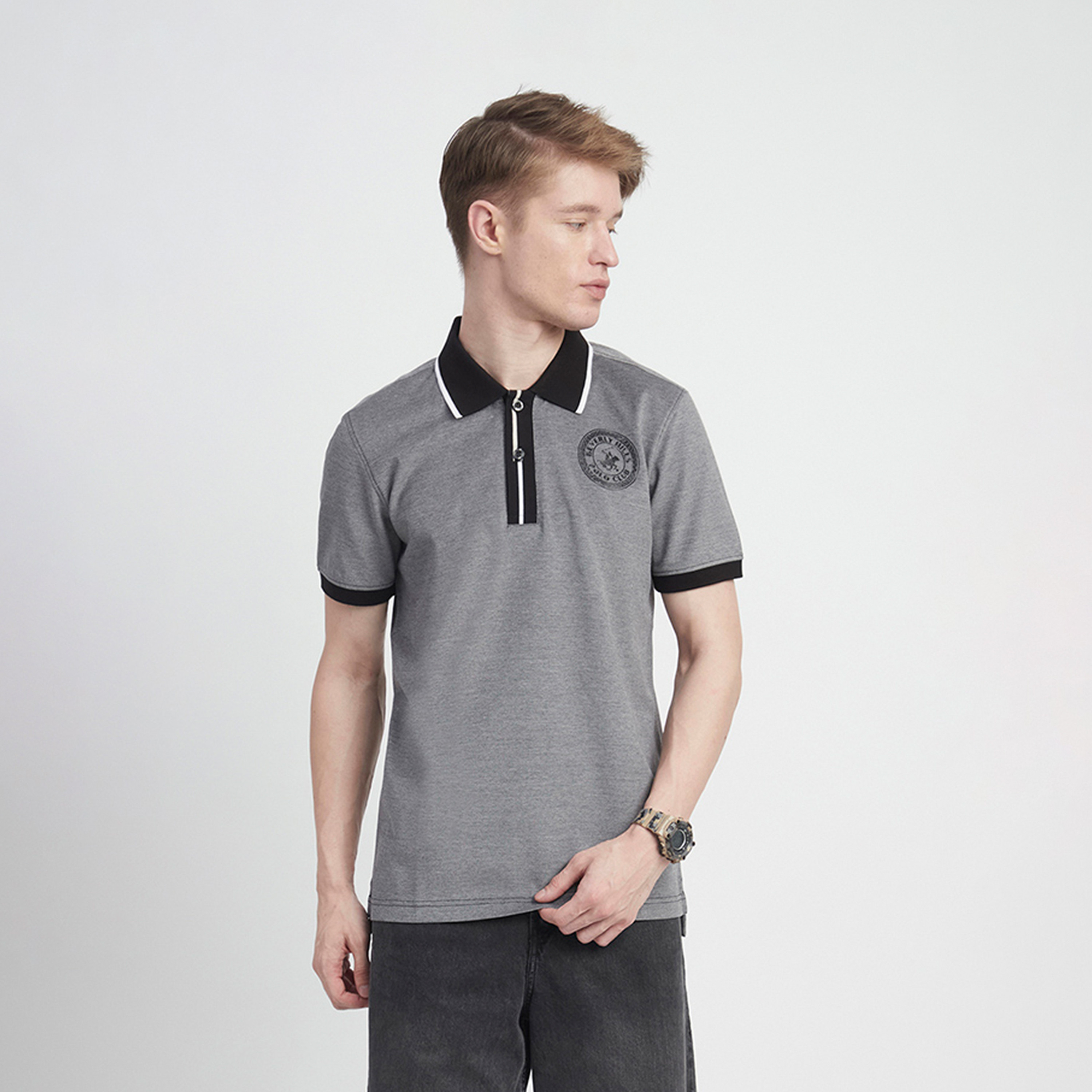 بيفرلي هيلز بولو كلوب-  تي شيرت بولو مطبوع بياقة وأكمام قصيرة-men-clothing-tshirtsandpolos-polos-image-1